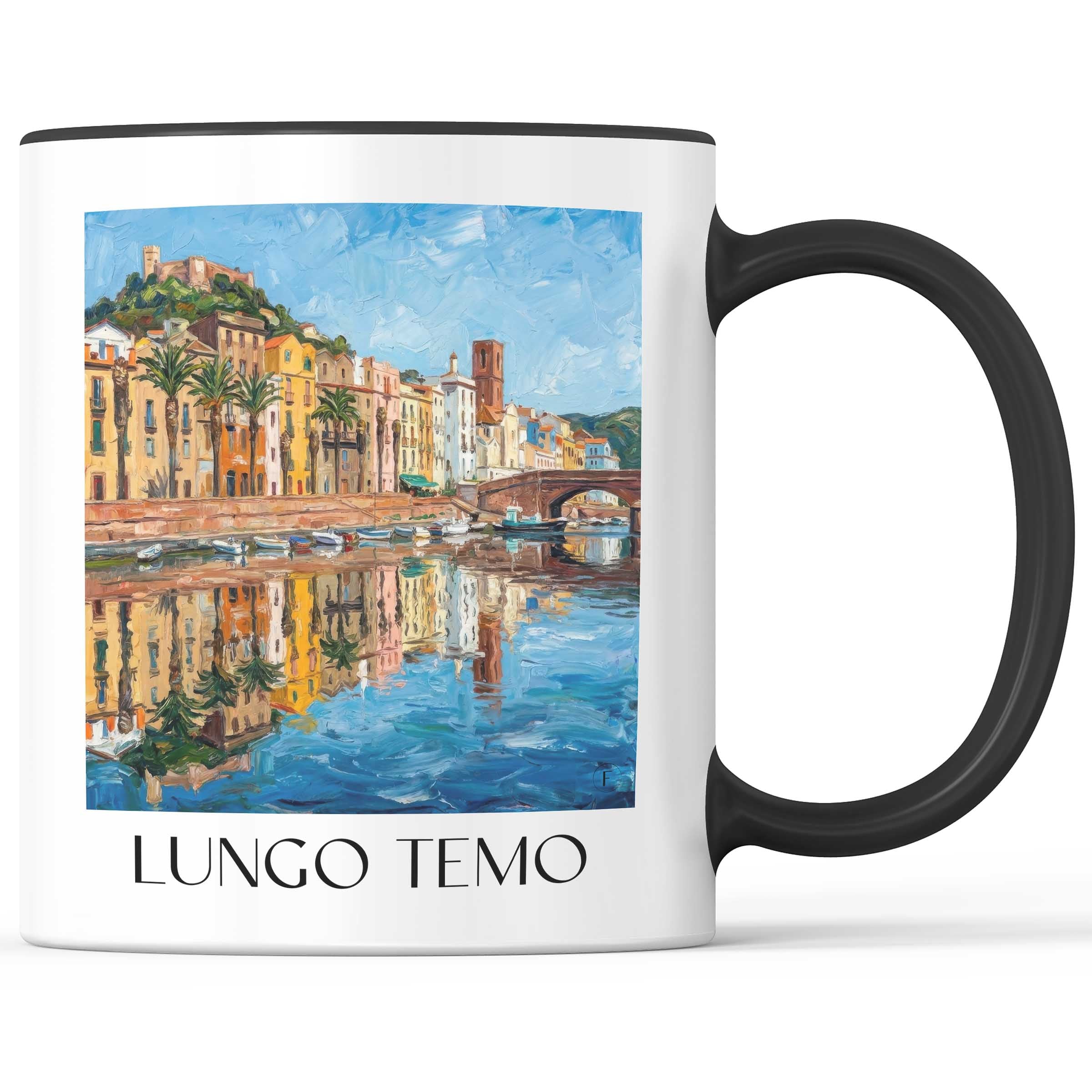 Lungo Temo Kaffeebecher - Bosa - Italien Becher - Kaffeetasse im Ölgemälde Stil