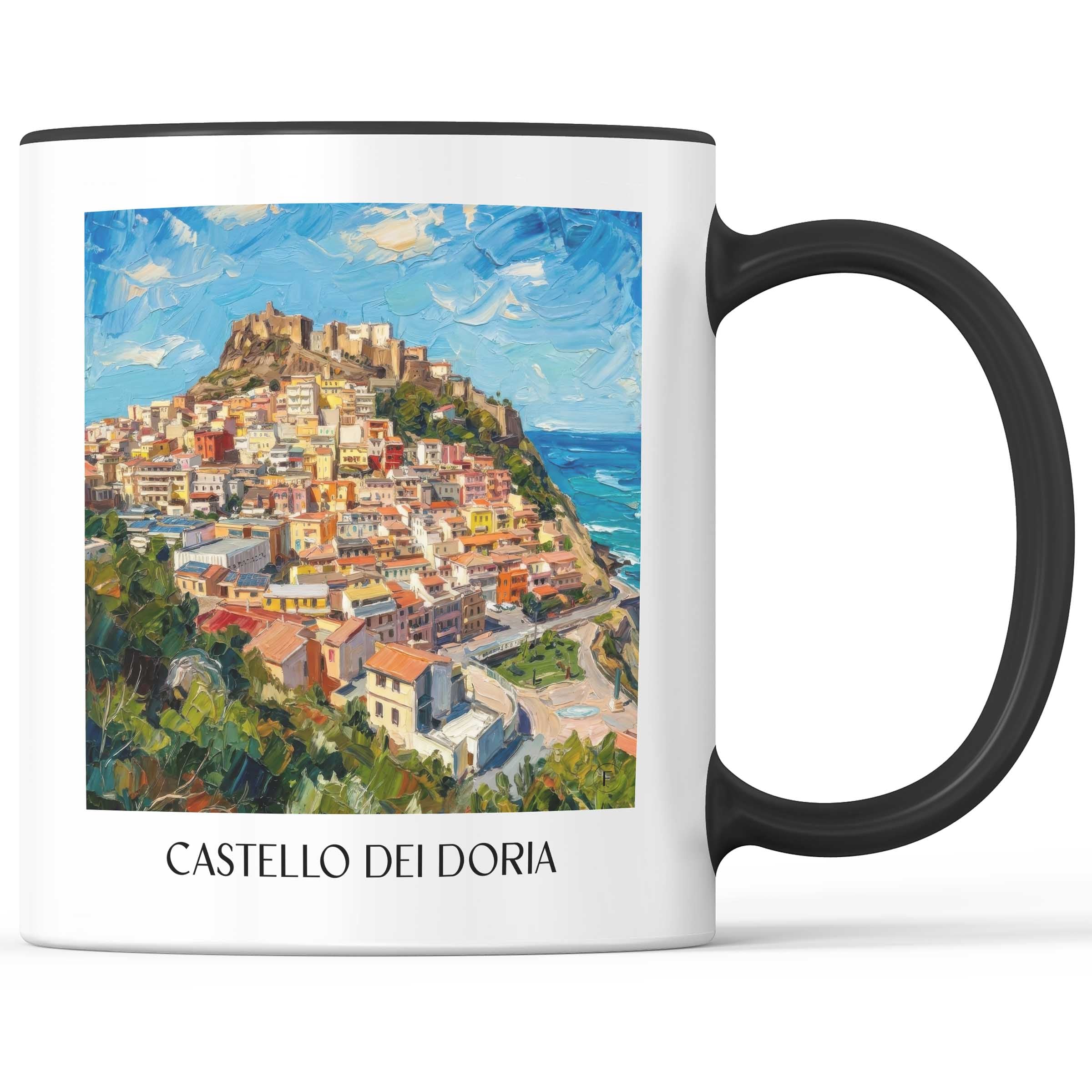 Castello dei Doria Kaffeebecher - Castelsardo - Italien Becher - Kaffeetasse im Ölgemälde Stil