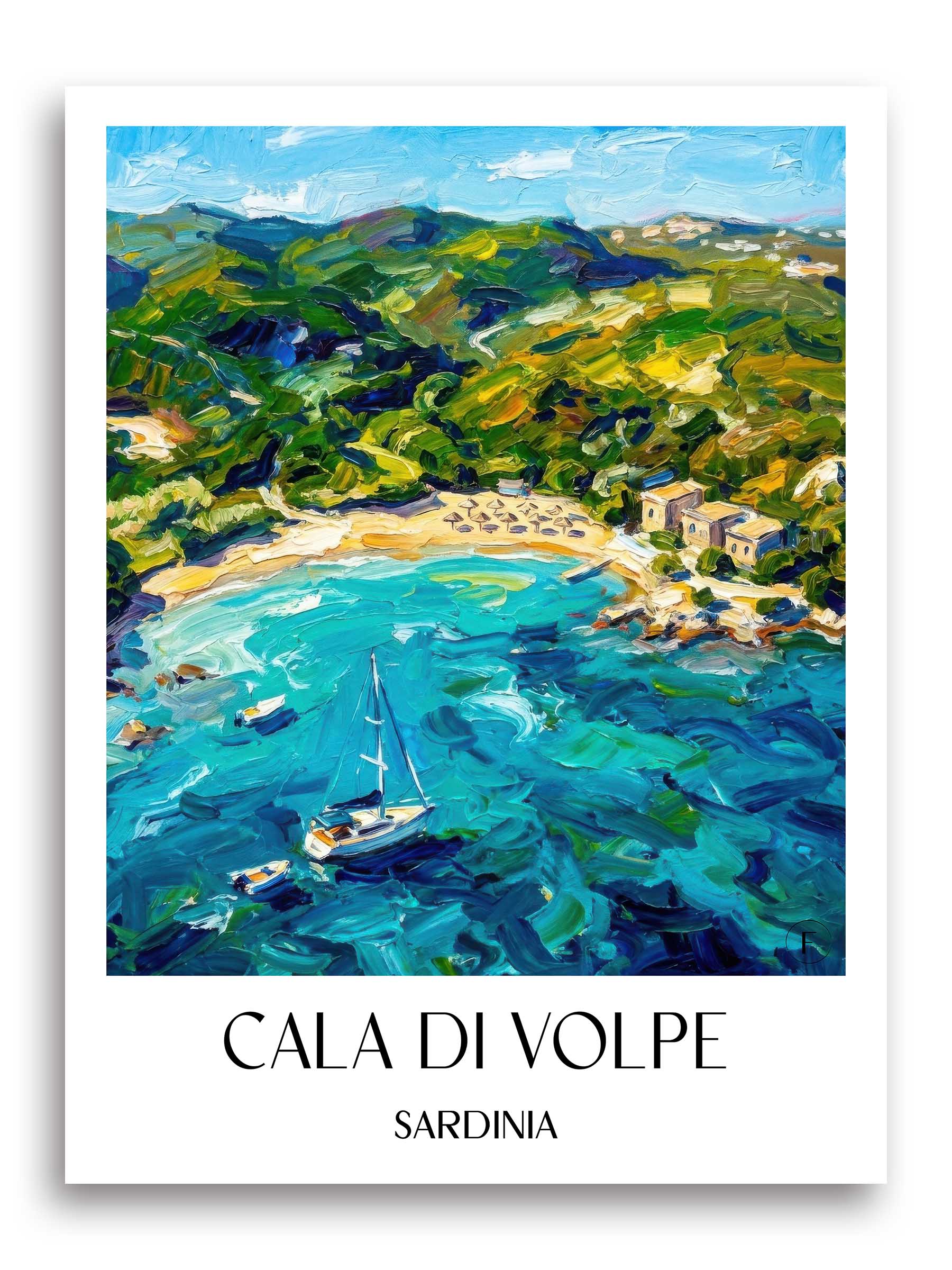 Cala di Volpe Poster - Sardinien - Italien Kunstdruck - Ölgemälde von A4 bis A1
