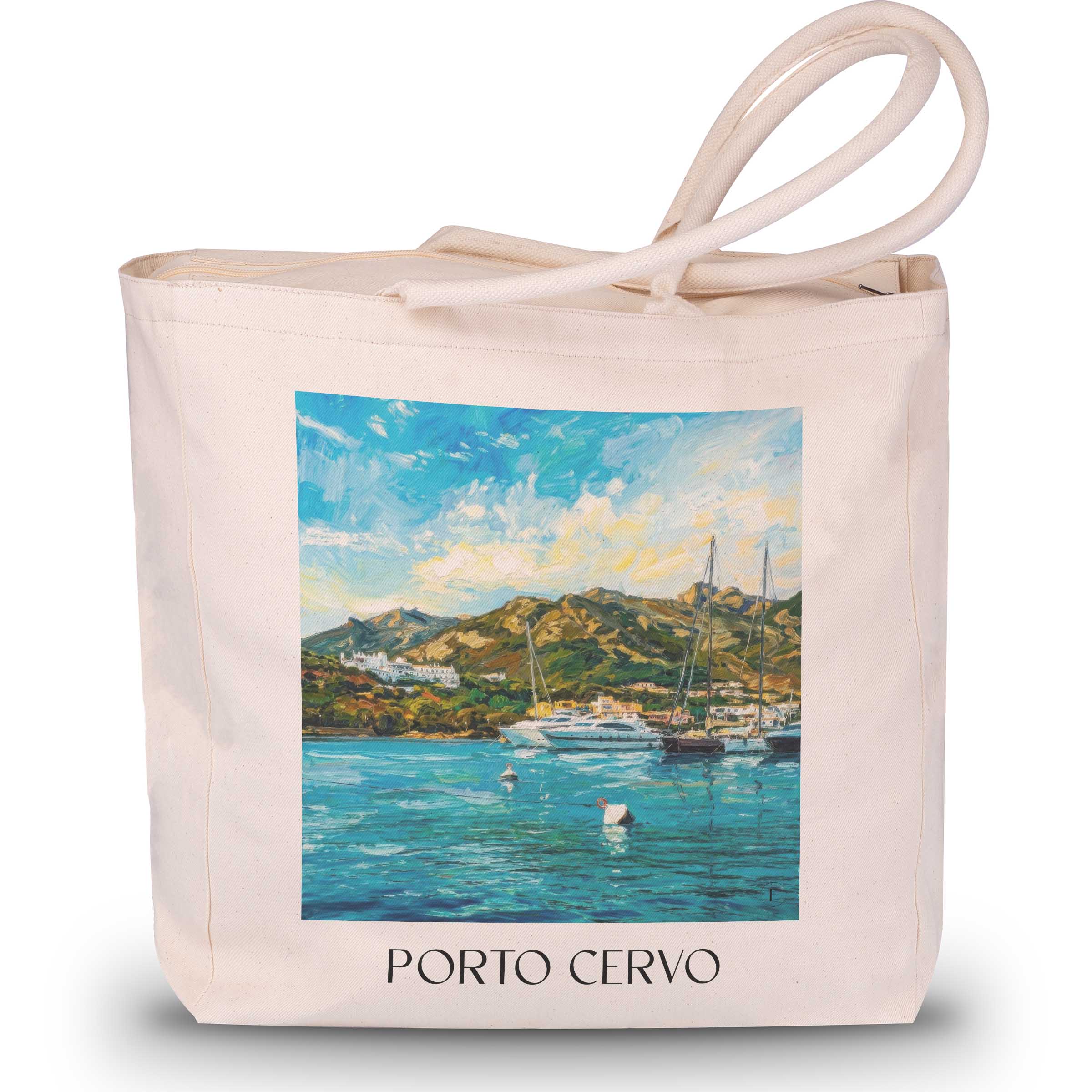 Porto Cervo Shopping Tasche - Sardinien - Italien Tote Bag - Einkaufstasche im Ölgemälde Stil