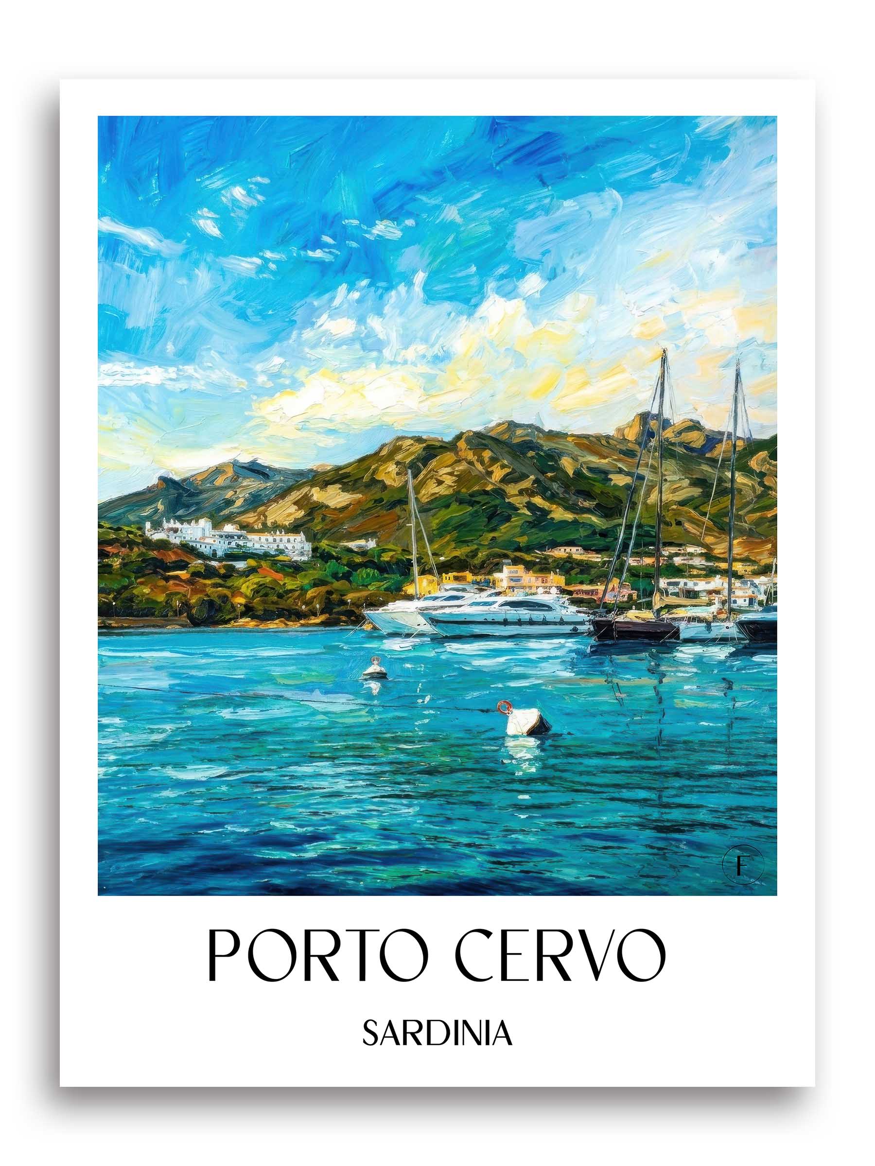 Porto Cervo Poster - Sardinien - Italien Kunstdruck - Ölgemälde von A4 bis A1