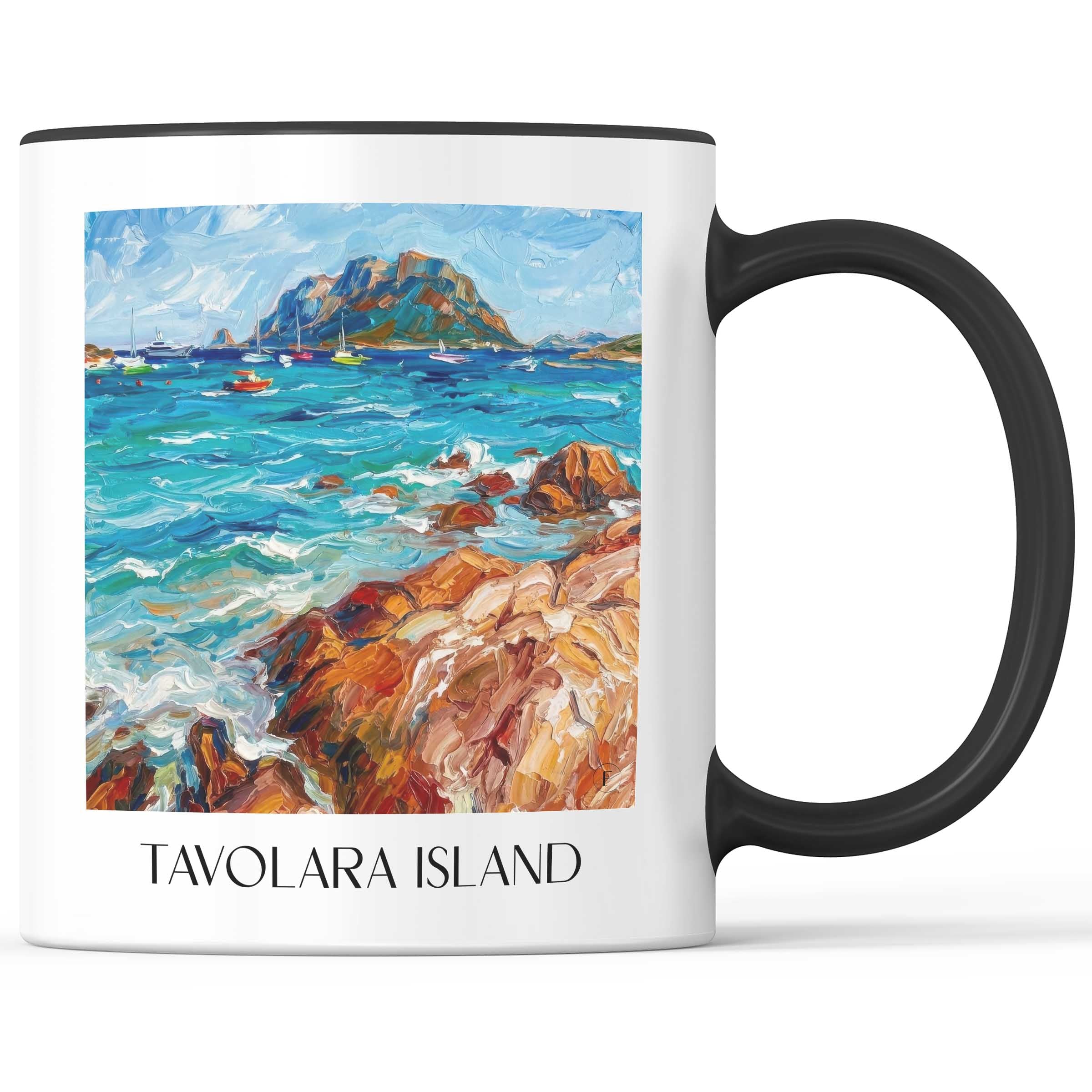Isola di Tavolara Kaffeebecher - Sardinien - Italien Becher - Kaffeetasse im Ölgemälde Stil