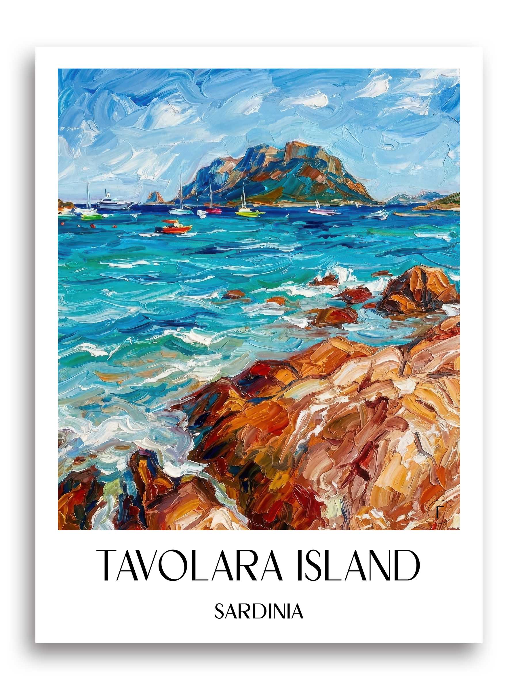 Isola di Tavolara Poster - Sardinien - Italien Kunstdruck - Ölgemälde von A4 bis A1