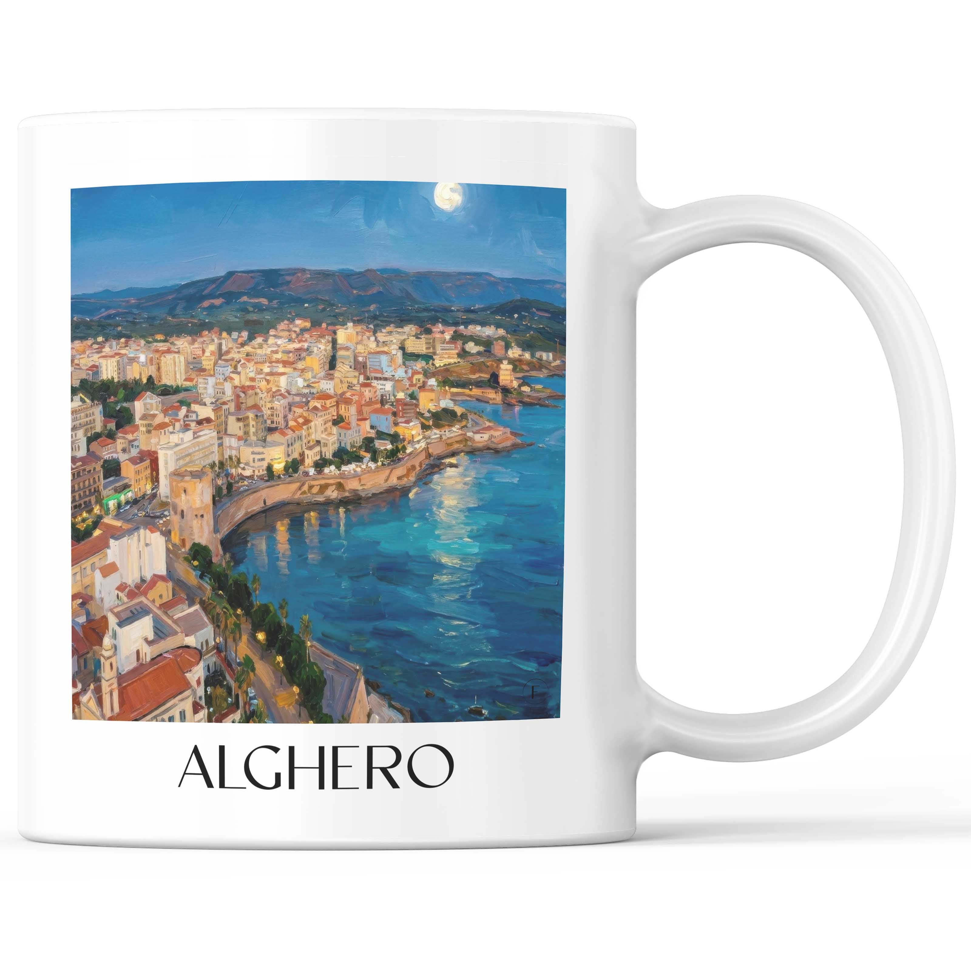 Alghero Kaffeebecher - Sardinien - Italien Becher - Kaffeetasse im Ölgemälde Stil