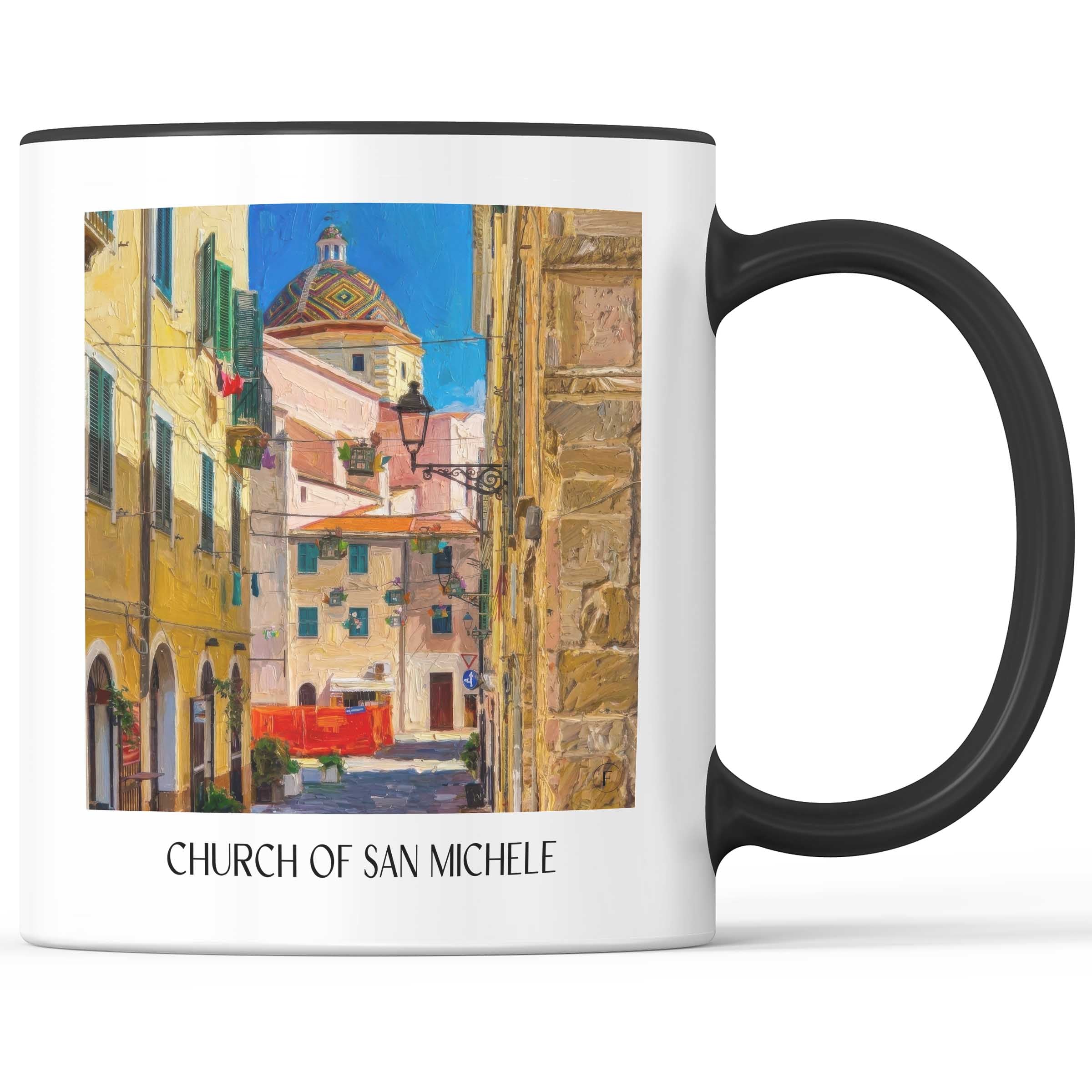 Chiesa di San Michele Kaffeebecher - Alghero - Italien Becher - Kaffeetasse im Ölgemälde Stil