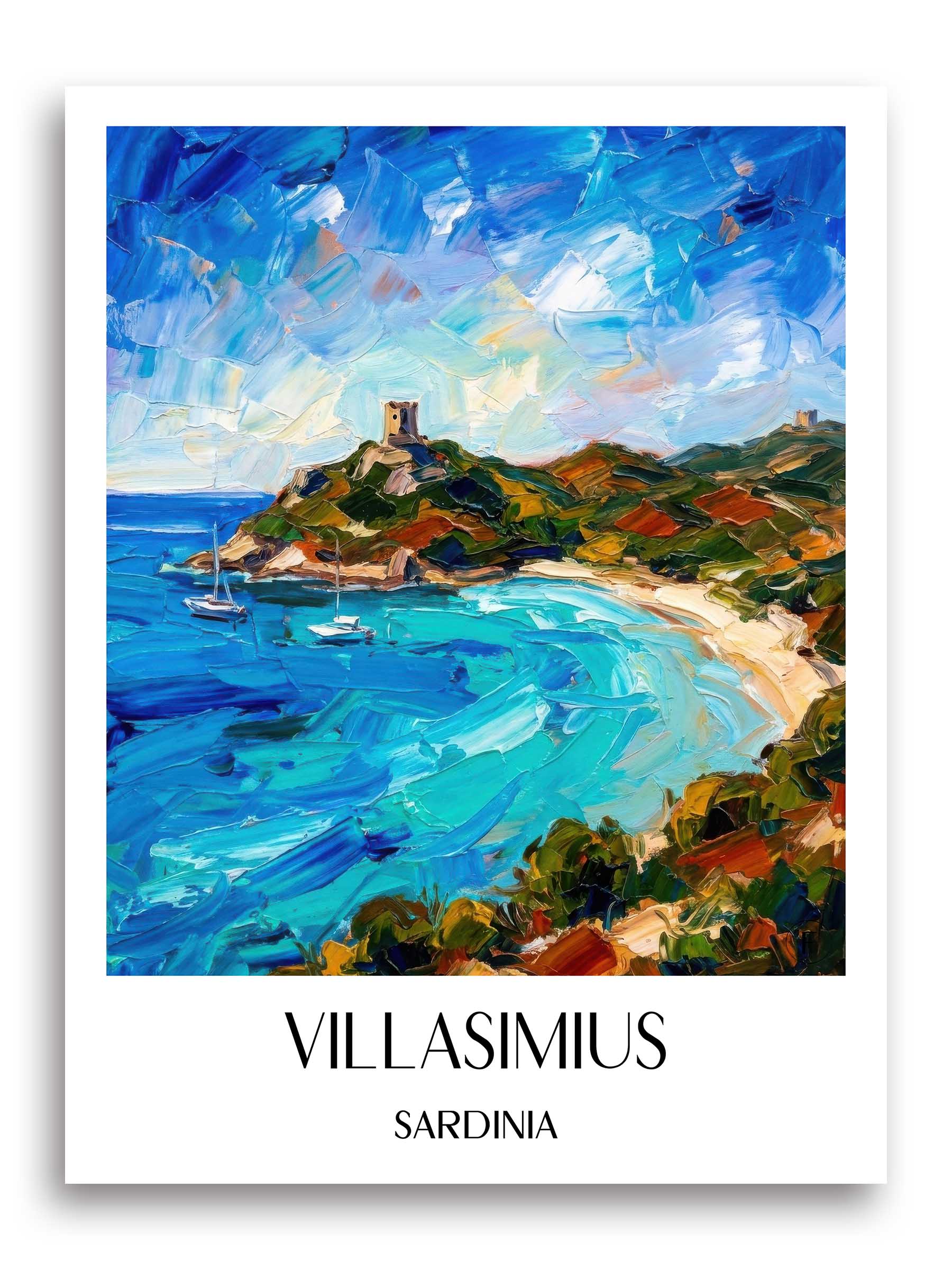 Villasimius Poster - Sardinien - Italien Kunstdruck - Ölgemälde von A4 bis A1