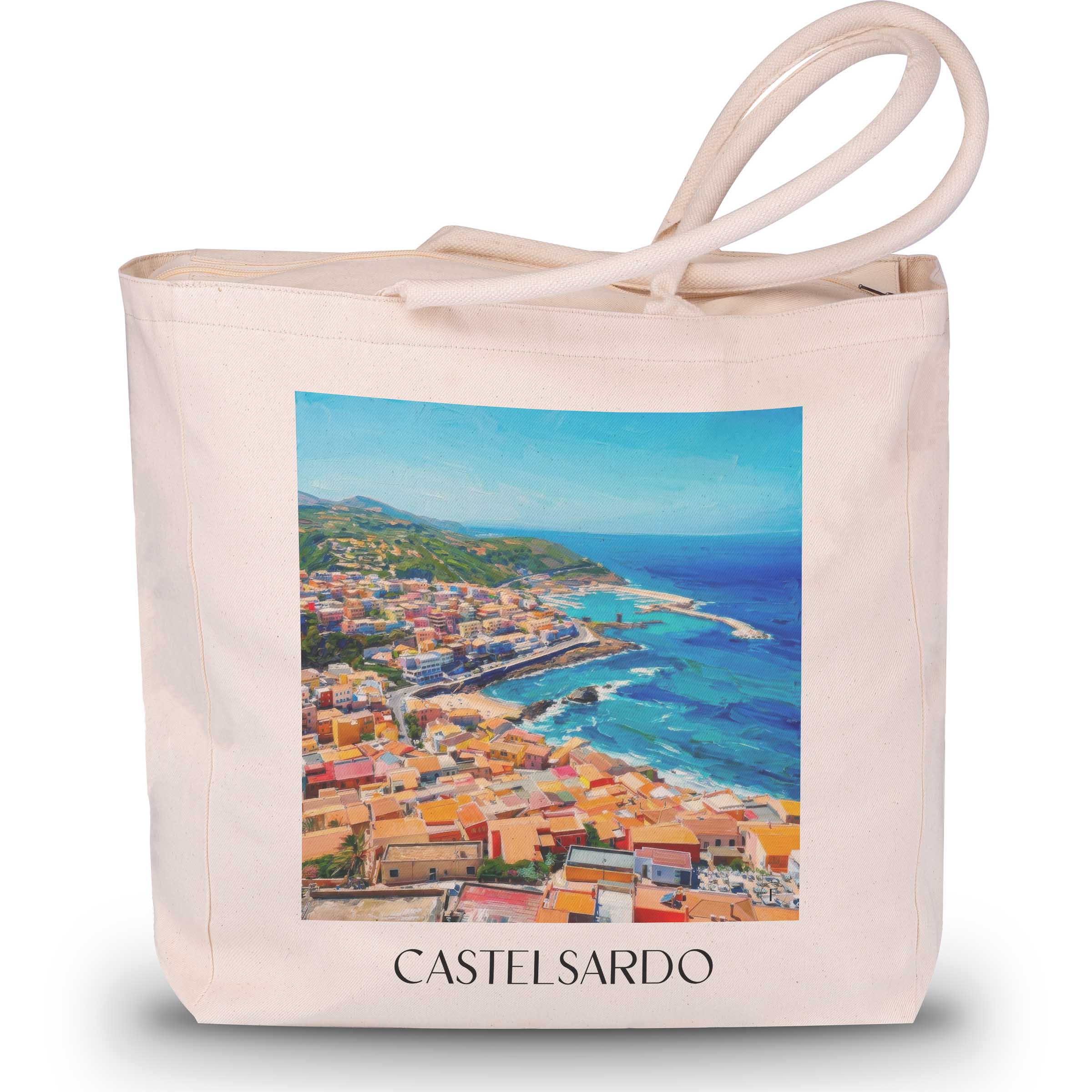 Castelsardo Shopping Tasche - Sardinien - Italien Tote Bag - Einkaufstasche im Ölgemälde Stil