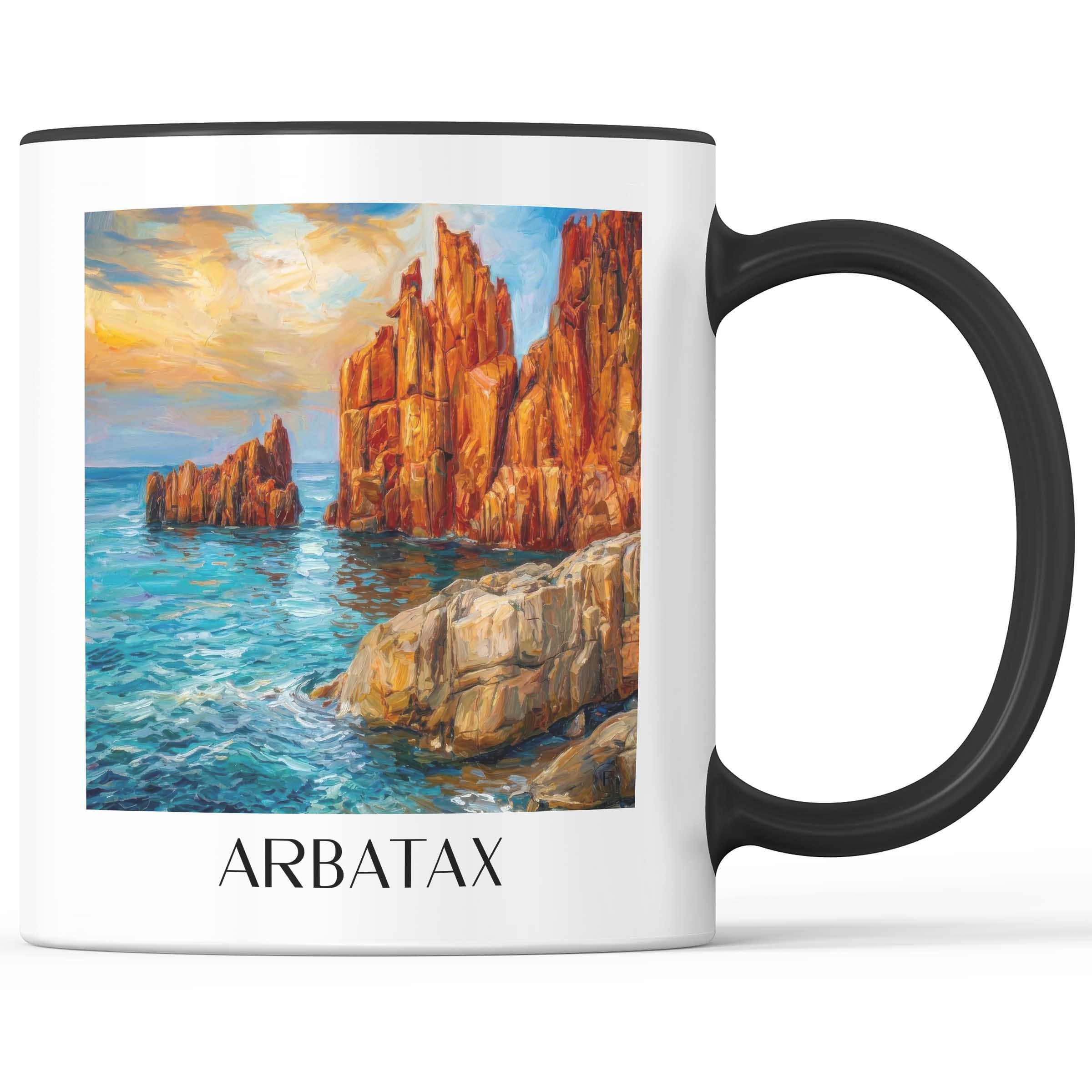 Arbatax Kaffeebecher - Sardinien - Italien Becher - Kaffeetasse im Ölgemälde Stil