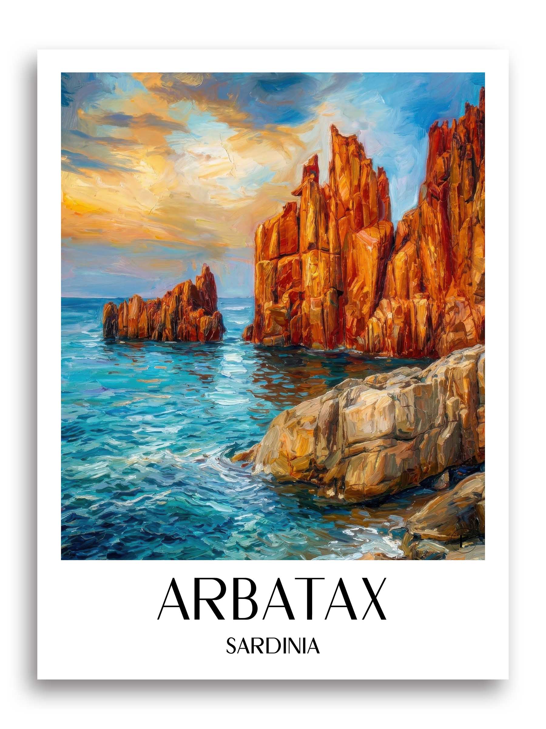 Arbatax Poster - Sardinien - Italien Kunstdruck - Ölgemälde von A4 bis A1