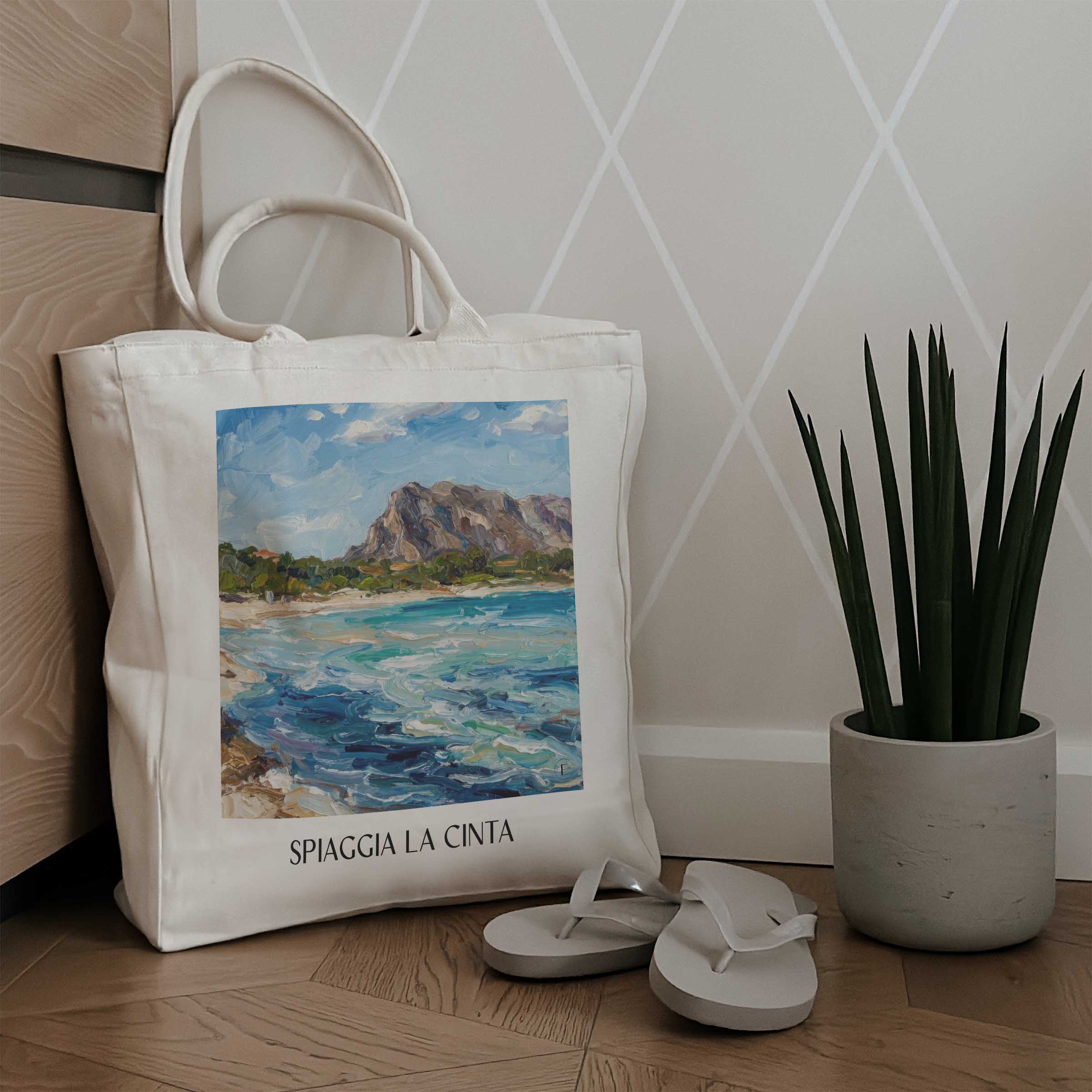 spiaggia-la-cinta-sardinien-italien-einkaufstasche-oil-painting-oelgemaelde