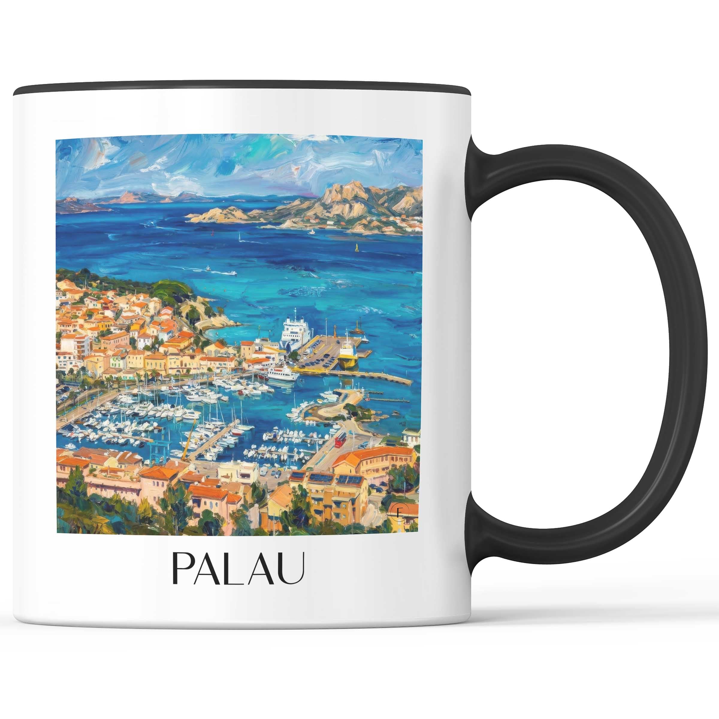 Palau Kaffeebecher - Sardinien - Italien Becher - Kaffeetasse im Ölgemälde Stil