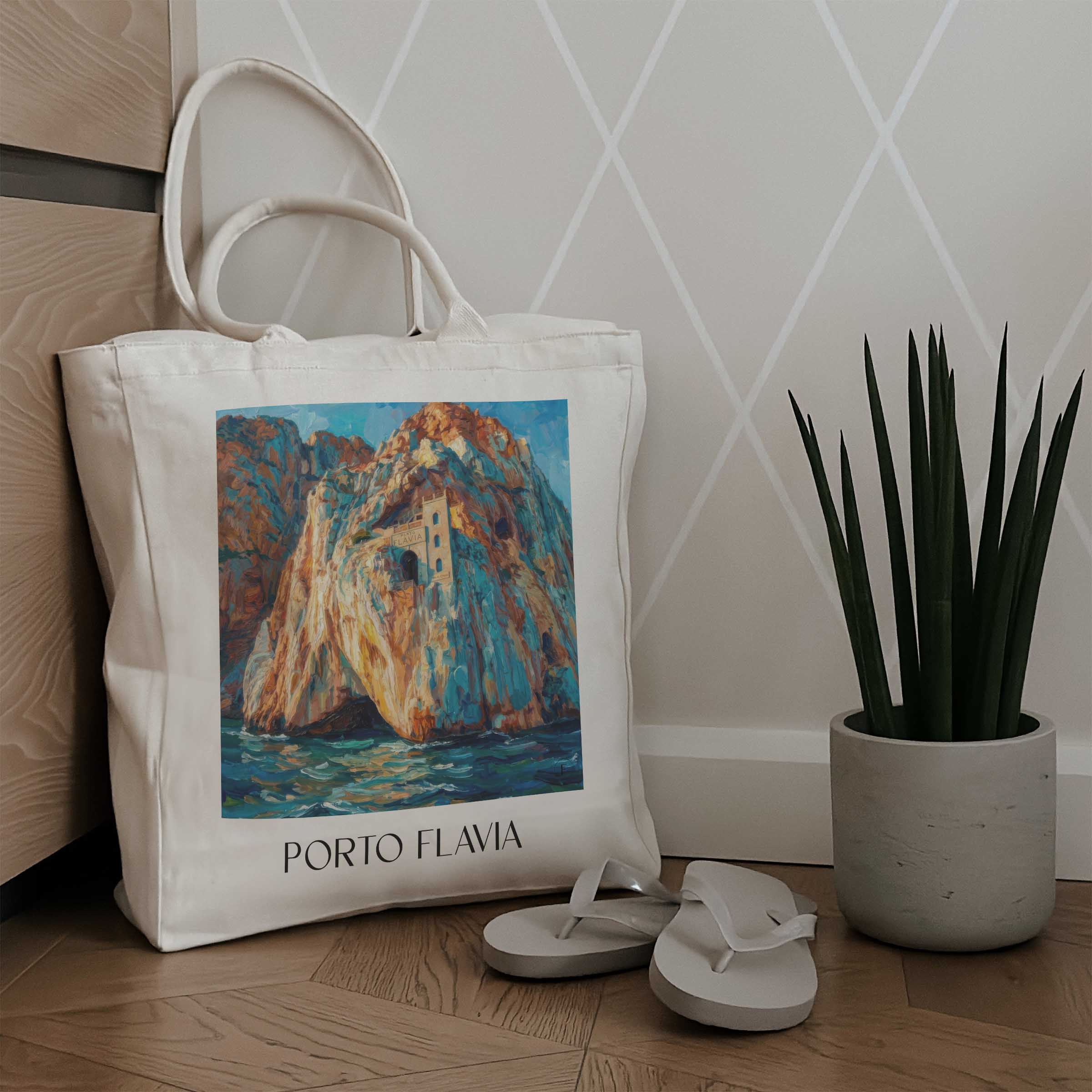 porto-flavia-masua-italien-einkaufstasche-oil-painting-oelgemaelde