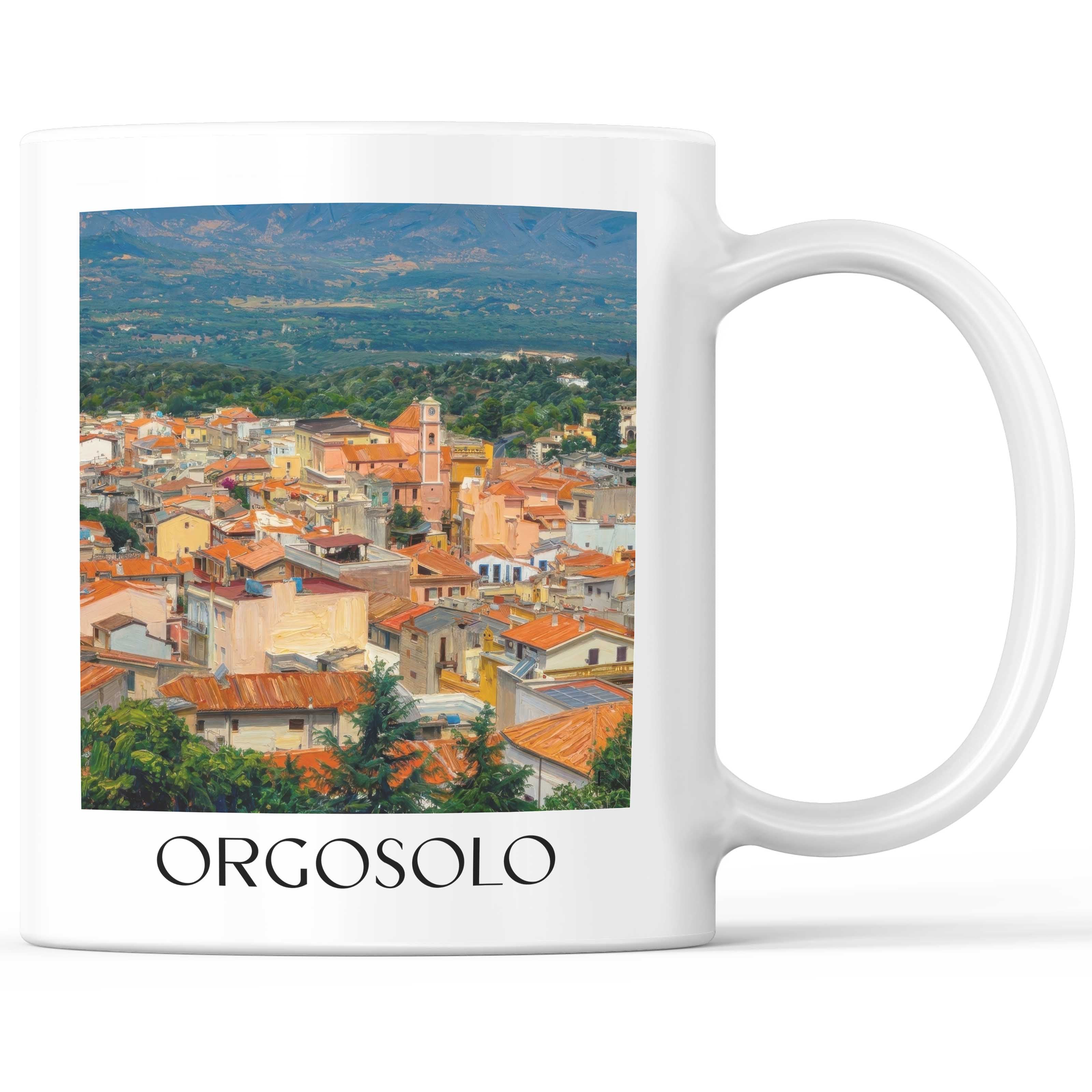 Orgosolo Kaffeebecher - Sardinien - Italien Becher - Kaffeetasse im Ölgemälde Stil