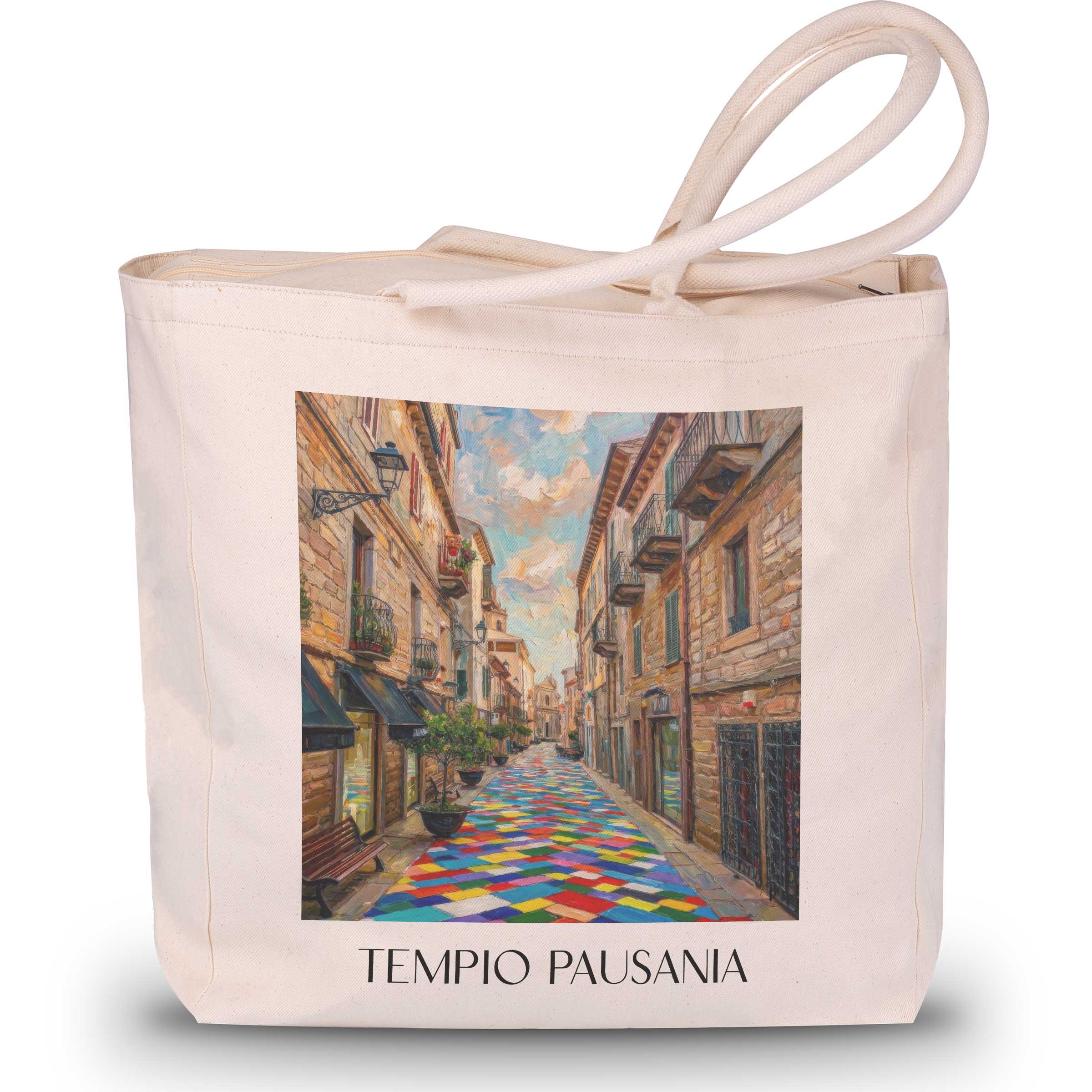 Tempio Pausania Shopping Tasche - Sardinien - Italien Tote Bag - Einkaufstasche im Ölgemälde Stil