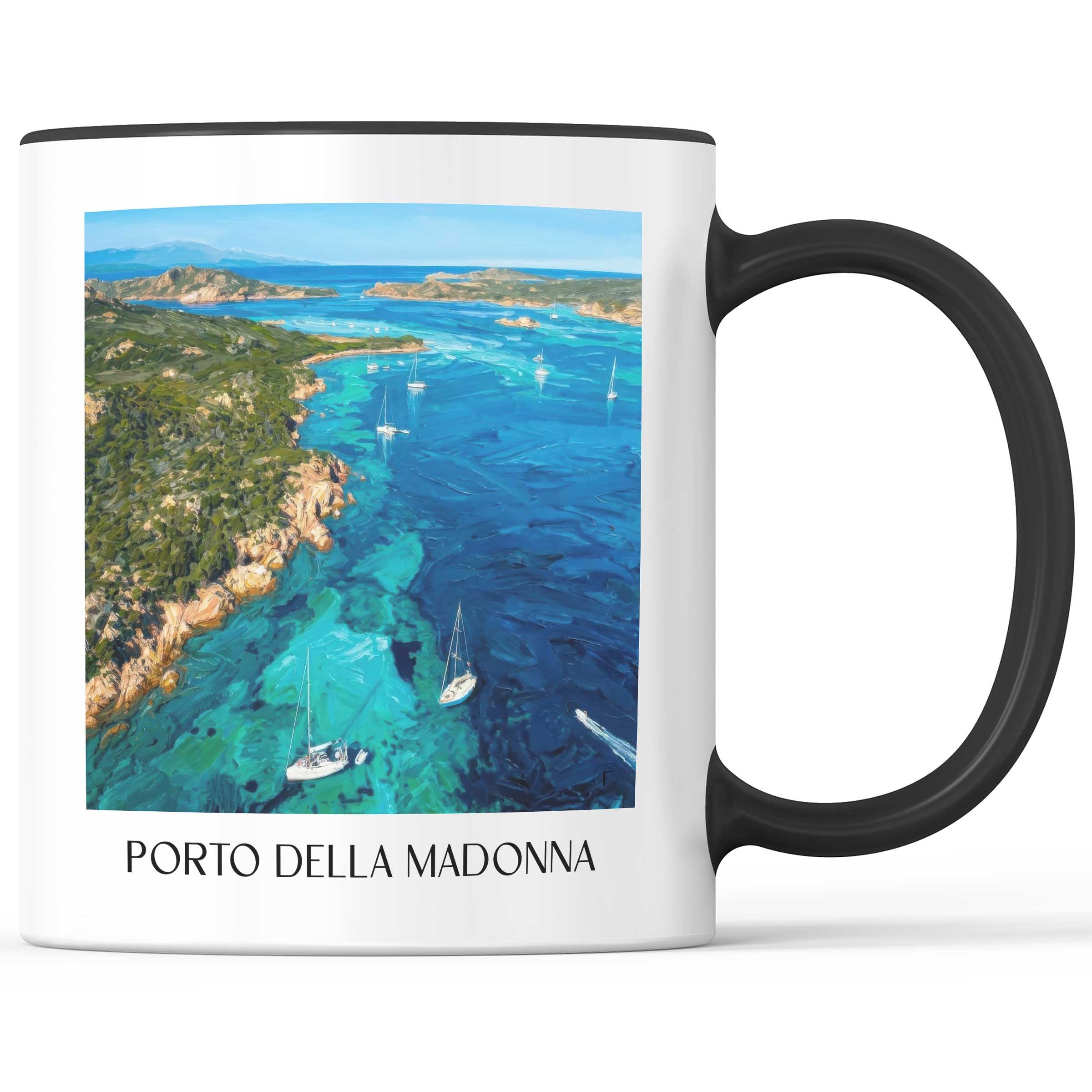 Porto della Madonna Kaffeebecher - Sardinien - Italien Becher - Kaffeetasse im Ölgemälde Stil