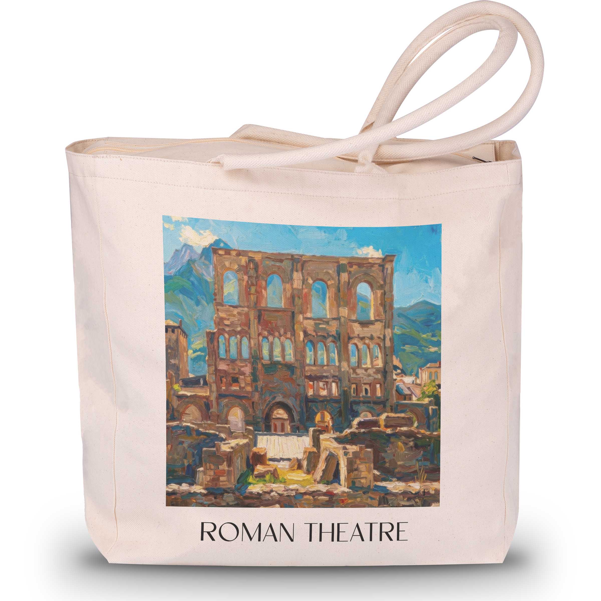 Teatro Romano Shopping Tasche - Aosta - Italien Tote Bag - Einkaufstasche im Ölgemälde Stil