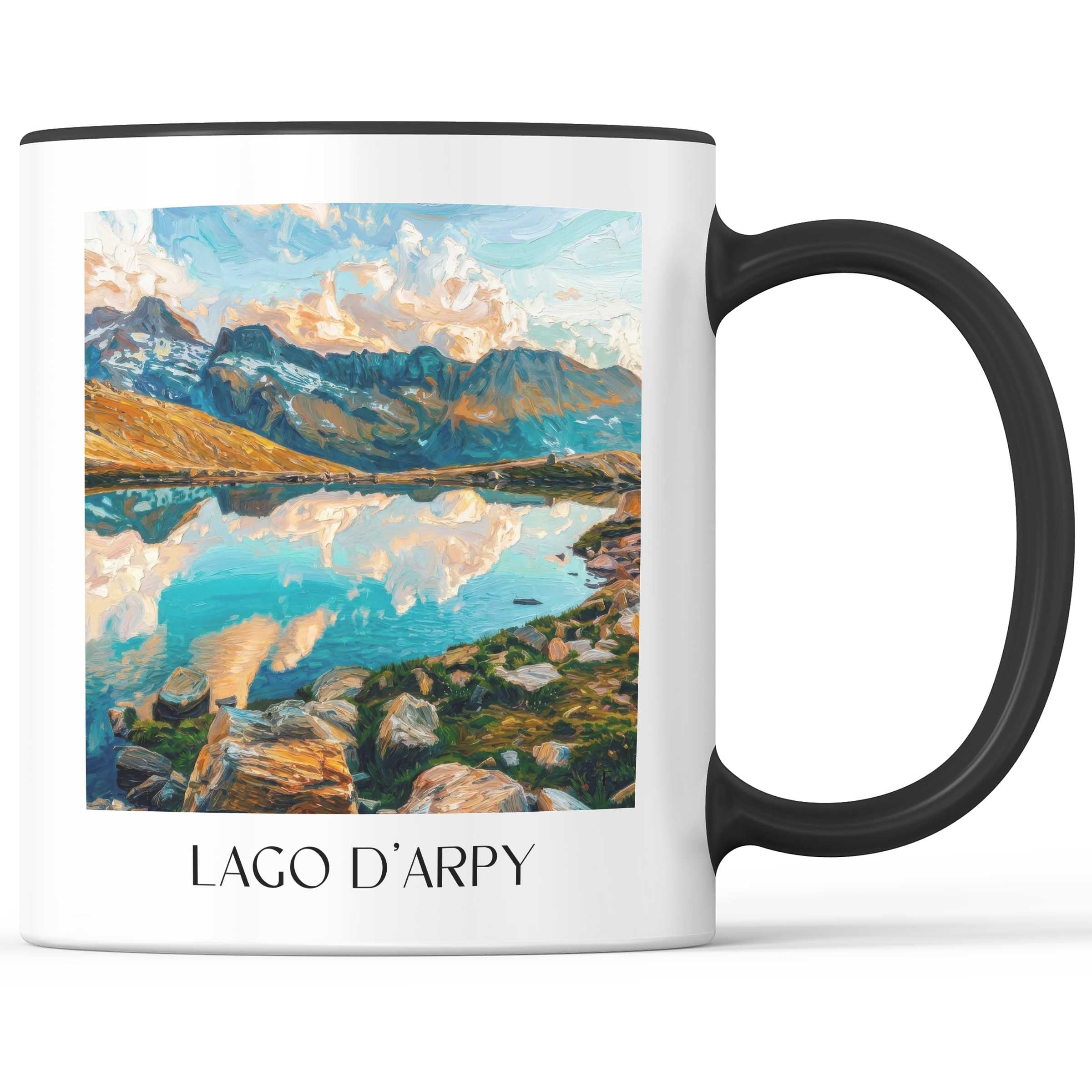 Lago d´Arpy Kaffeebecher - Aostatal - Italien Becher - Kaffeetasse im Ölgemälde Stil