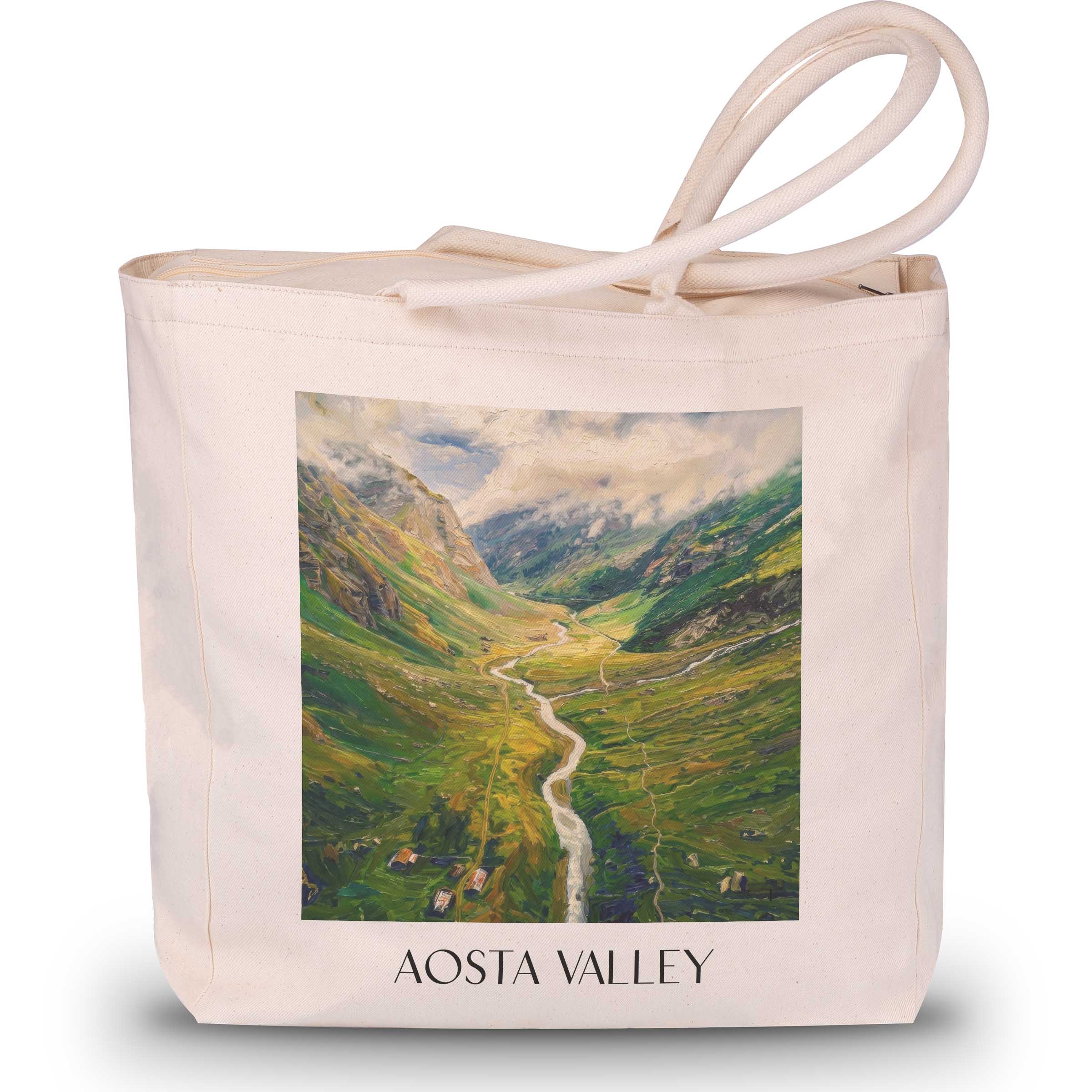 Aostatal Shopping Tasche - Italien - Italien Tote Bag - Einkaufstasche im Ölgemälde Stil