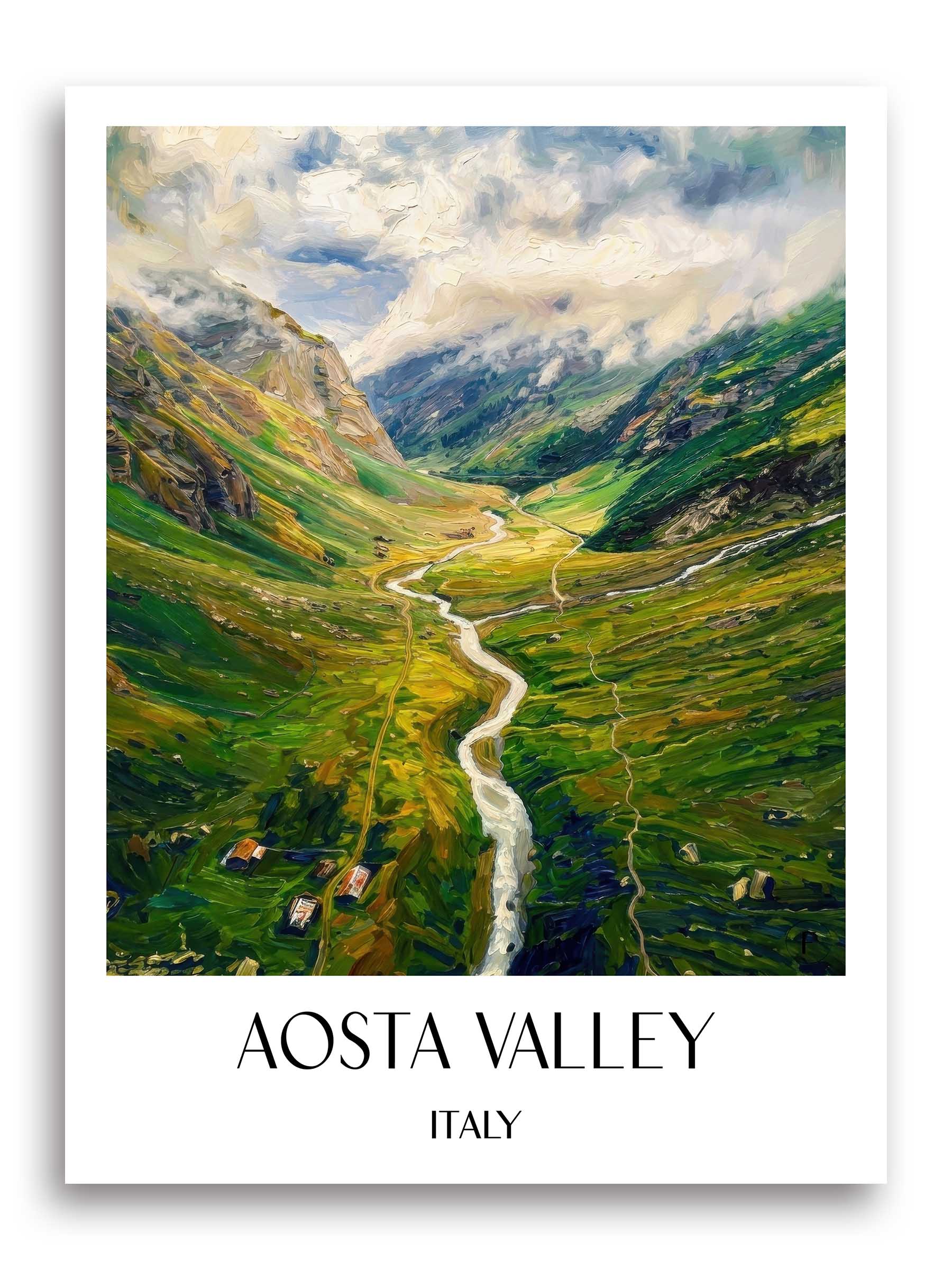 Aostatal Poster - Italien - Italien Kunstdruck - Ölgemälde von A4 bis A1