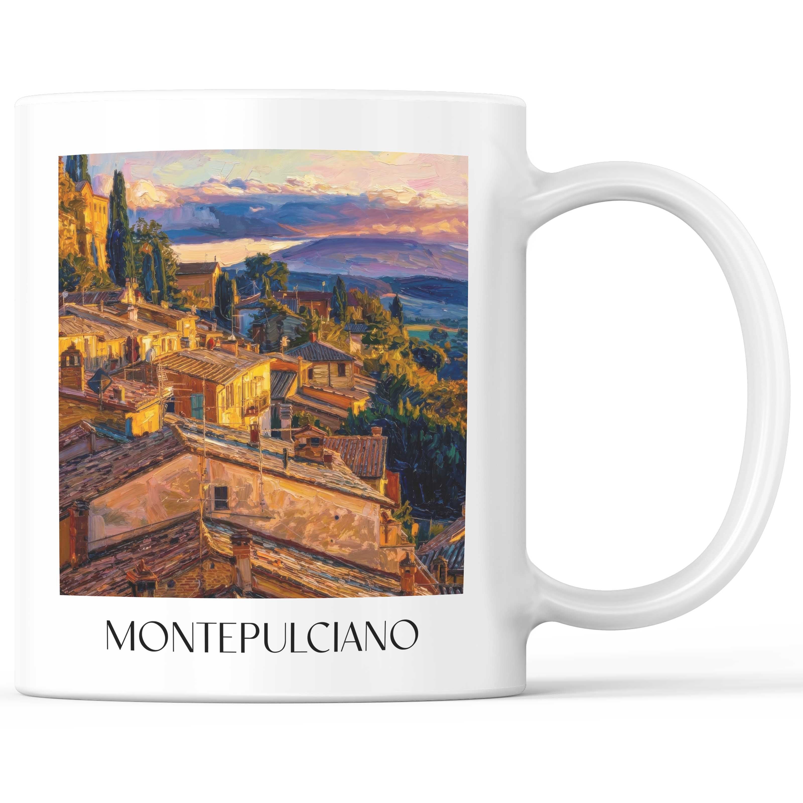 Montepulciano Kaffeebecher - Toskana - Italien Becher - Kaffeetasse im Ölgemälde Stil
