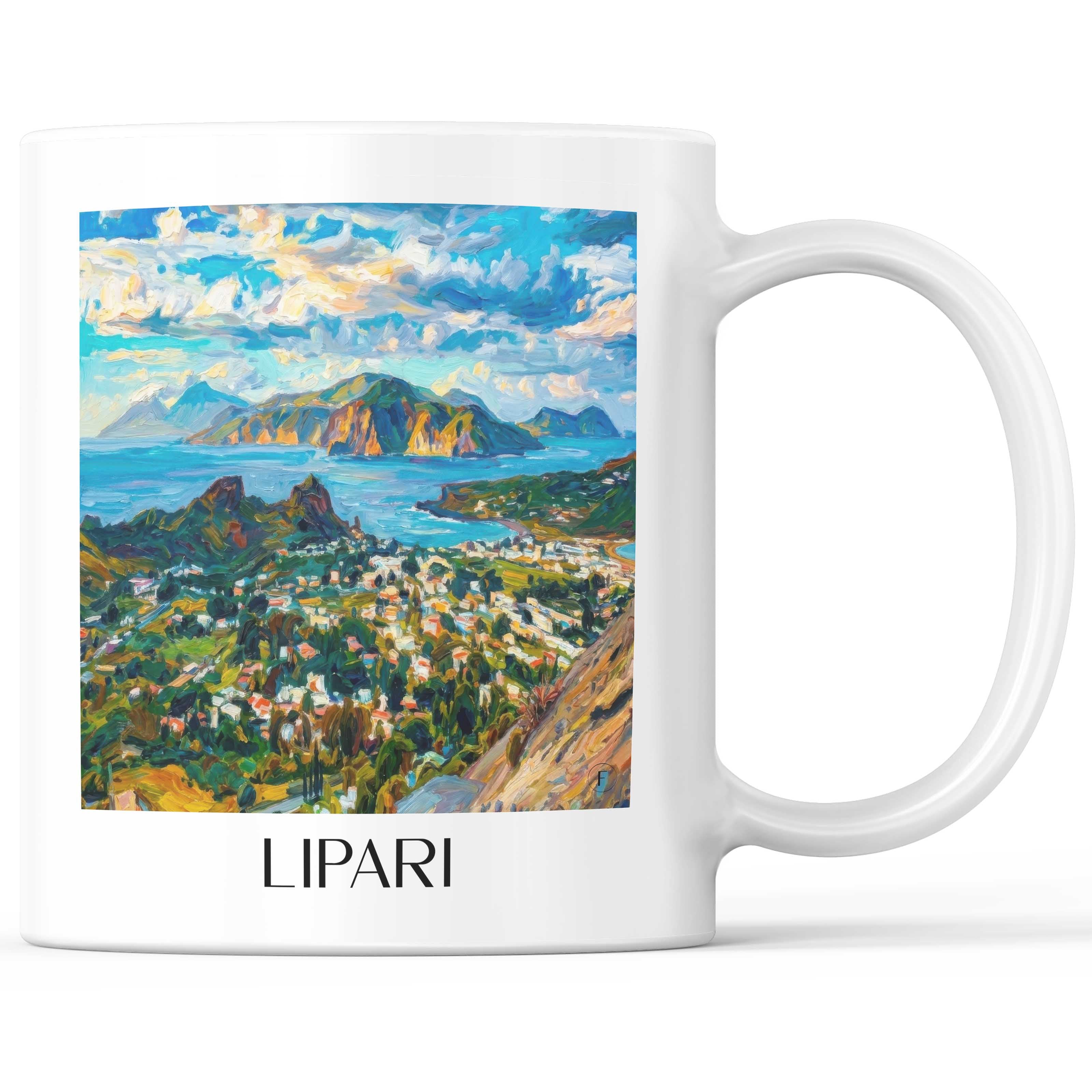Lipari Kaffeebecher - Italien - Italien Becher - Kaffeetasse im Ölgemälde Stil