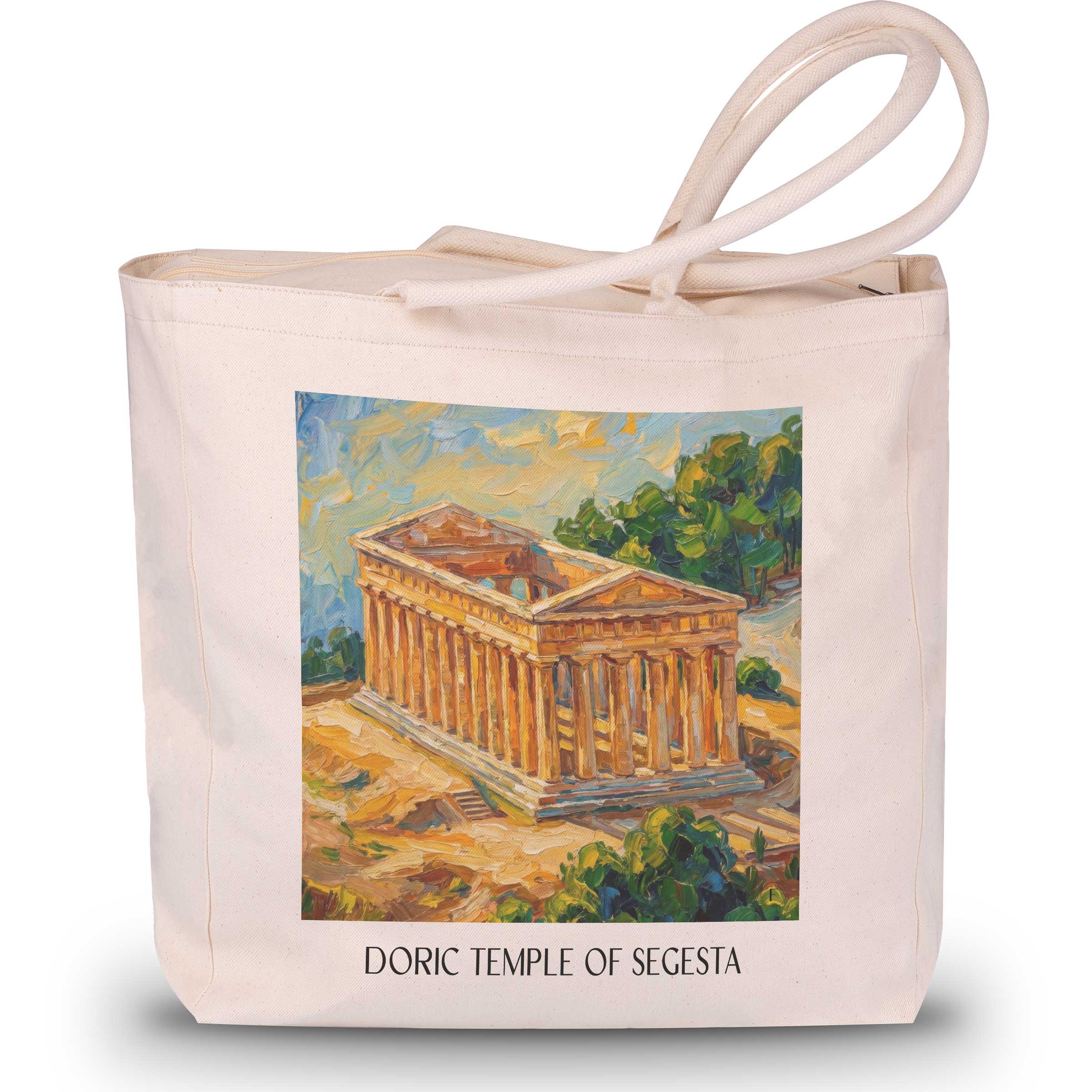 Doric Temple of Segesta Shopping Tasche - Trapani - Italien Tote Bag - Einkaufstasche im Ölgemälde Stil