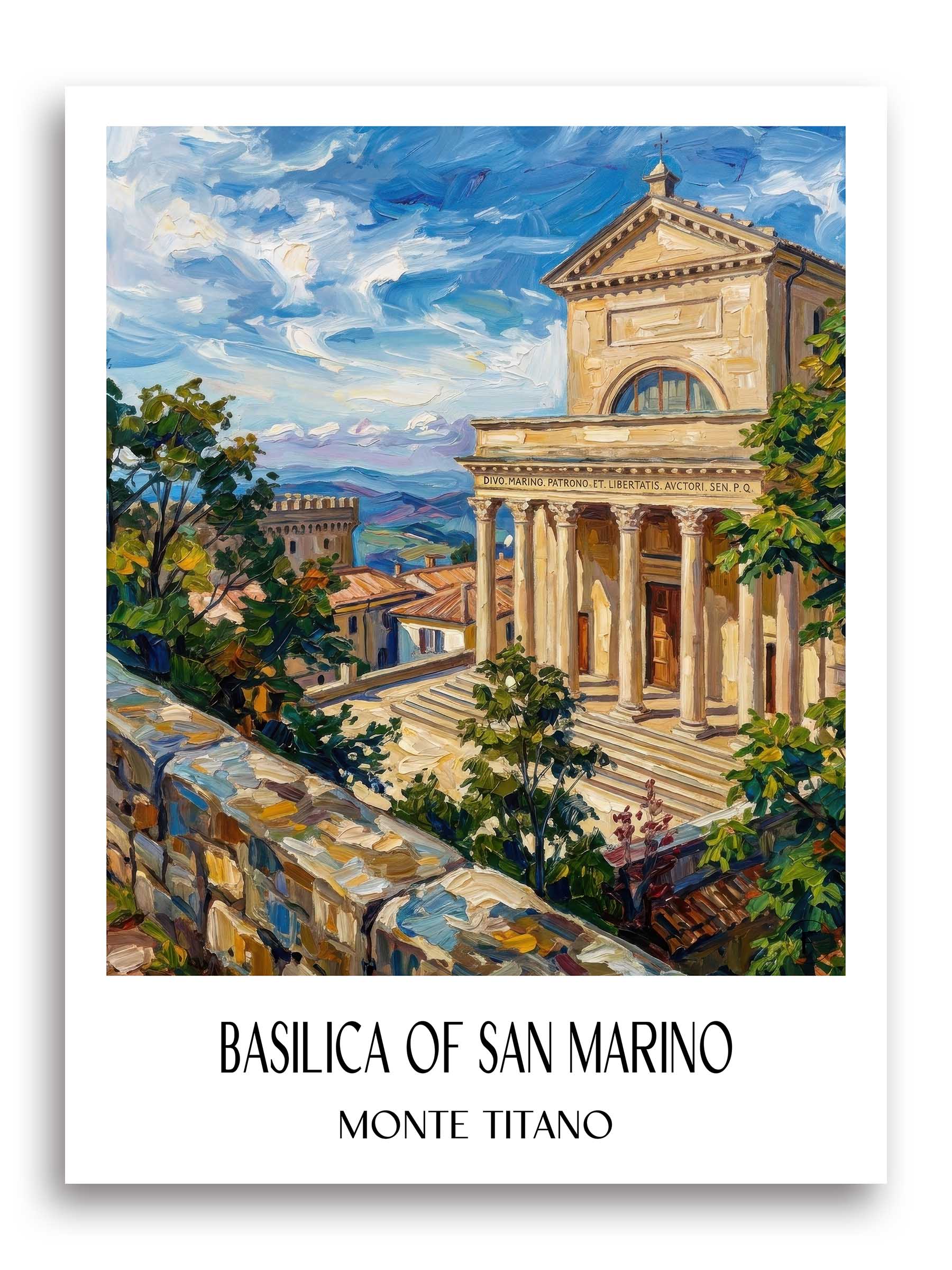 Basilika San Marino Poster - Monte Titano - Italien Kunstdruck - Ölgemälde von A4 bis A1