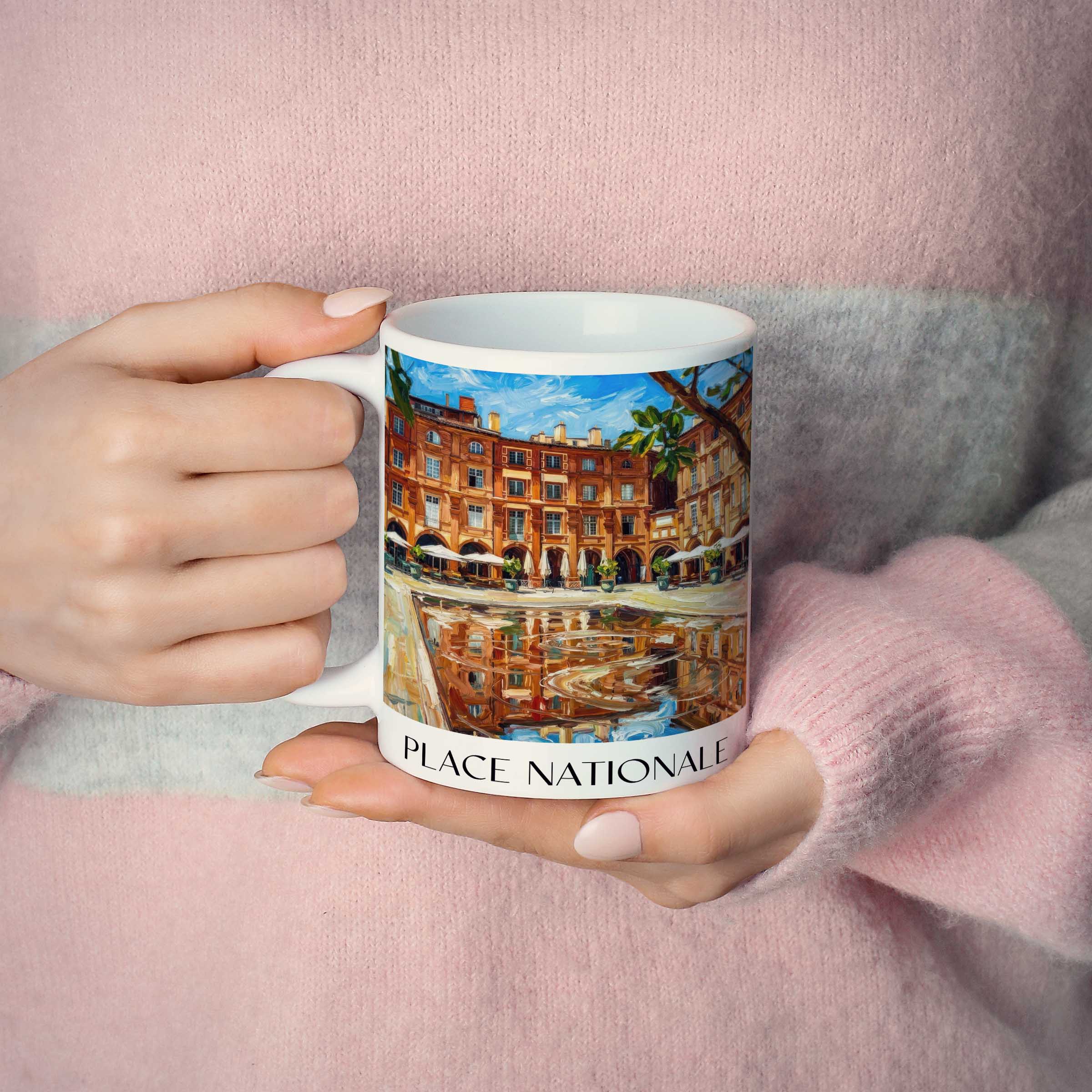 place-nationale-montauban-frankreich-kaffeebecher-oil-painting-oelgemaelde