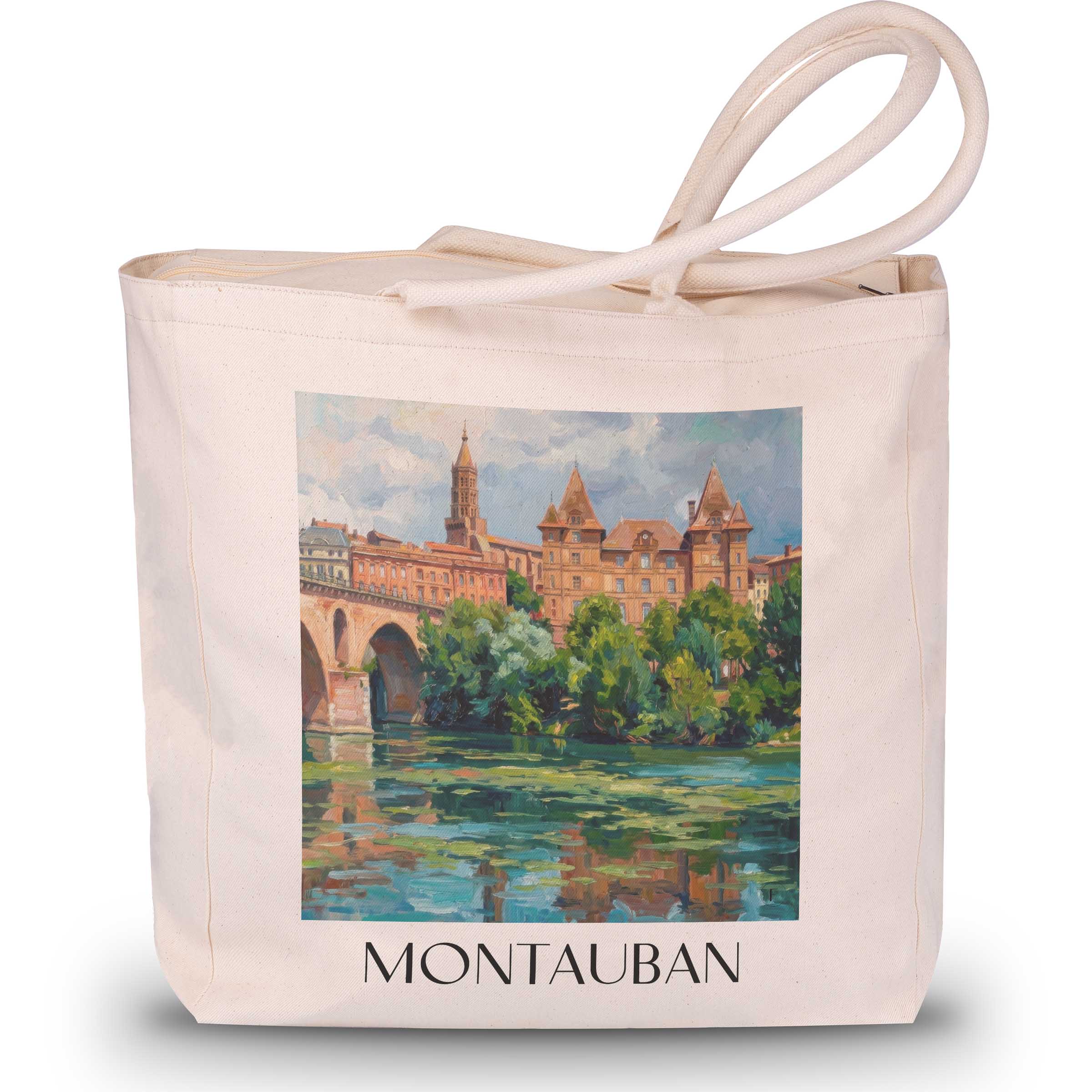 Montauban Shopping Tasche - Okzitanien - Frankreich Tote Bag - Einkaufstasche im Ölgemälde Stil