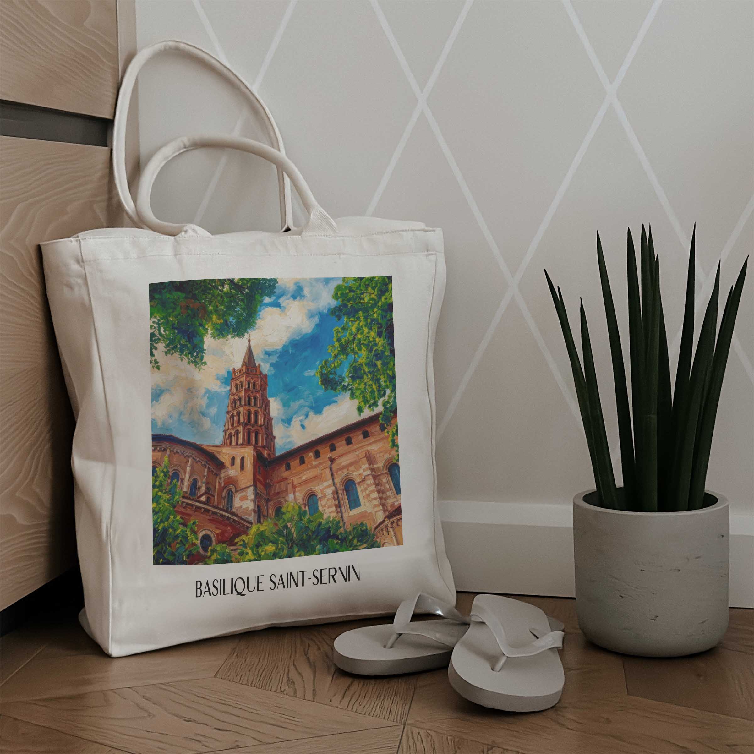 basilique-saint-sernin-toulouse-frankreich-einkaufstasche-oil-painting-oelgemaelde