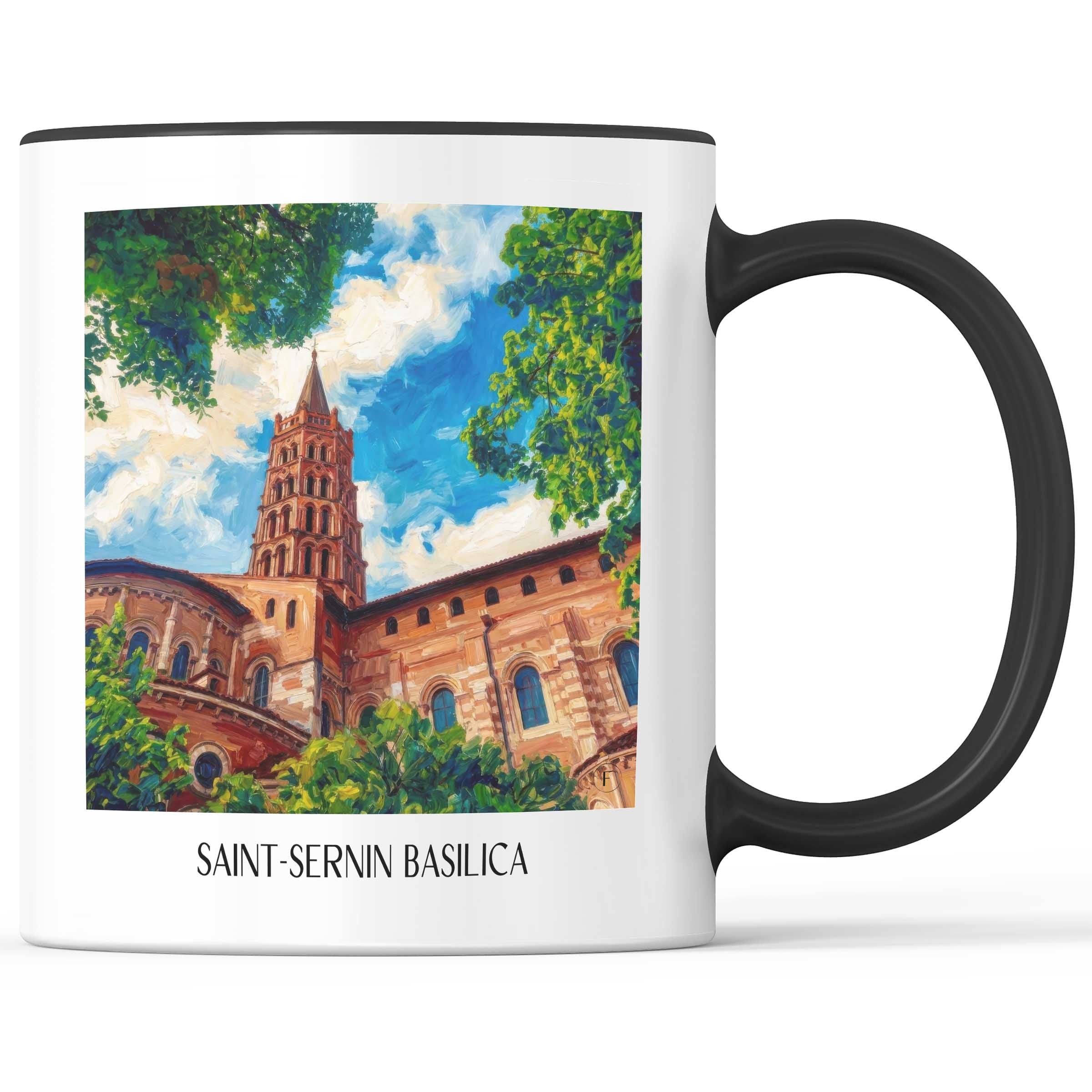 Basilique Saint-Sernin Kaffeebecher - Toulouse - Frankreich Becher - Kaffeetasse im Ölgemälde Stil