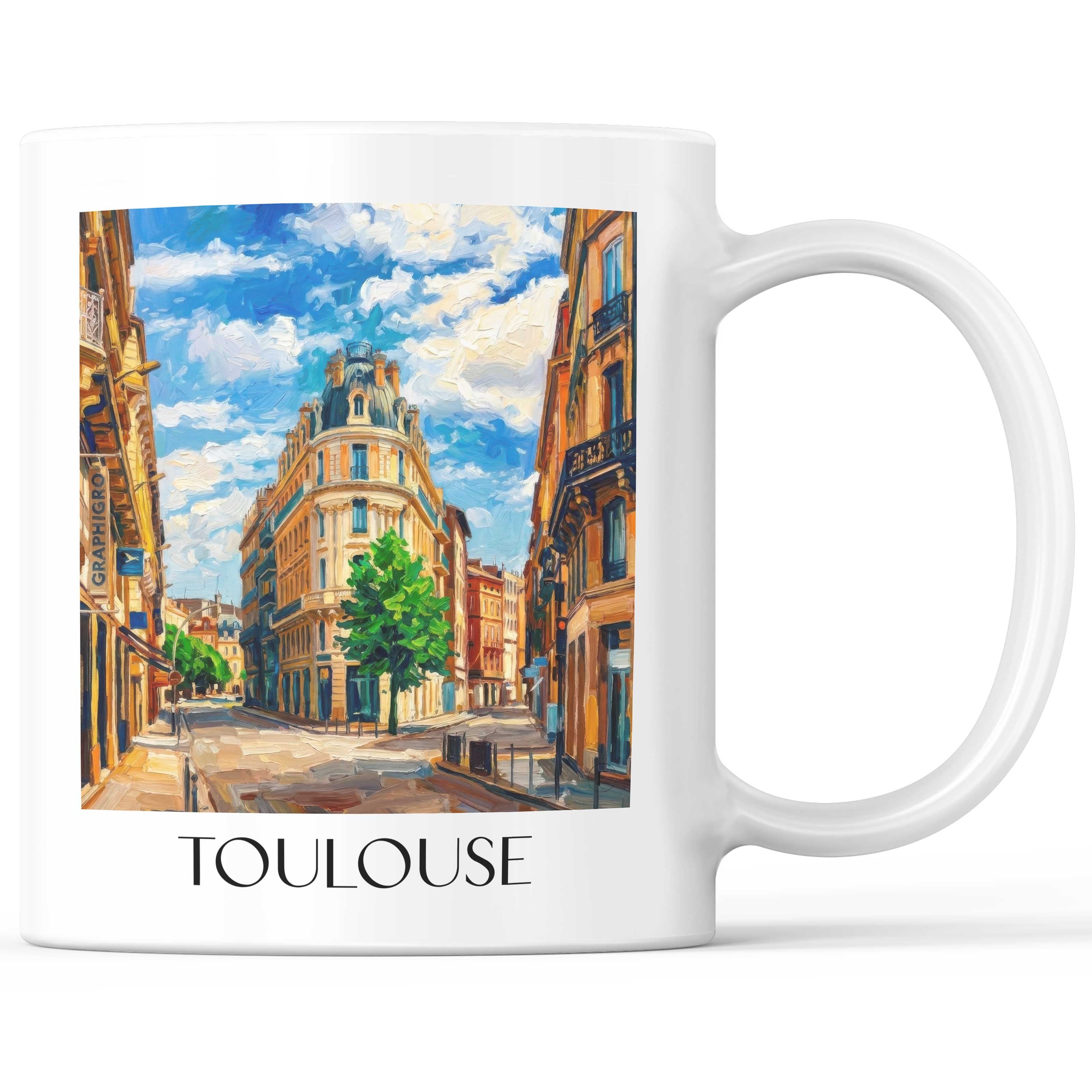 Toulouse Kaffeebecher - Okzitanien - Frankreich Becher - Kaffeetasse im Ölgemälde Stil
