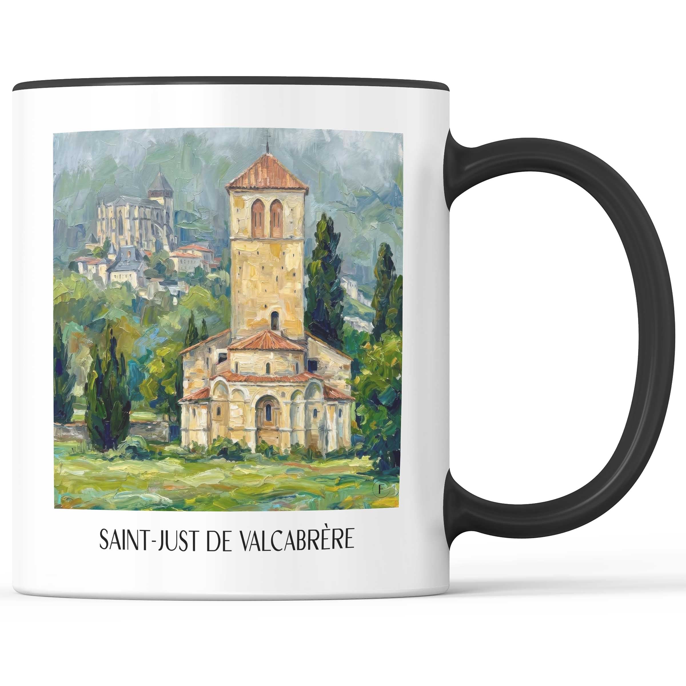 Saint-Just de Valcabrère Kaffeebecher - Comminges - Frankreich Becher - Kaffeetasse im Ölgemälde Stil