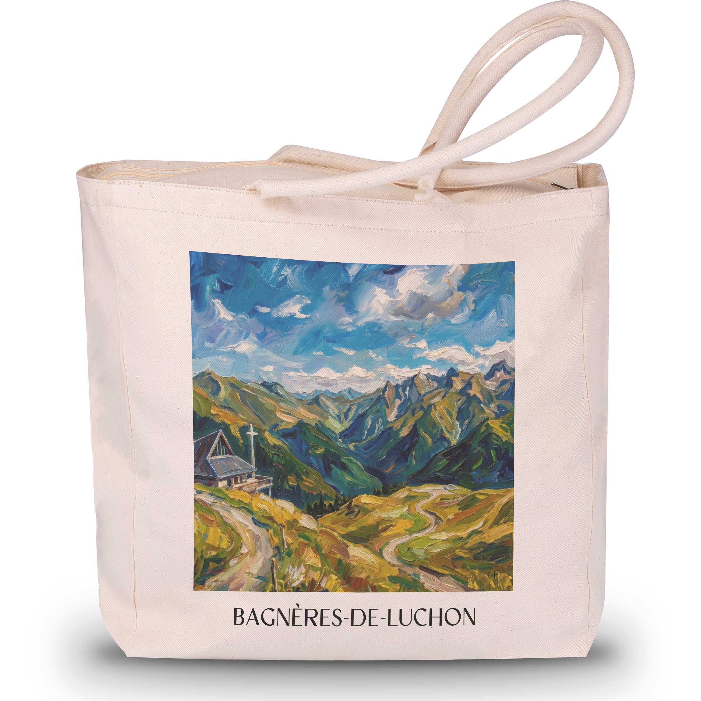 bagnères-de-luchon-luchonnais-frankreich-einkaufstasche-oil-painting-oelgemaelde