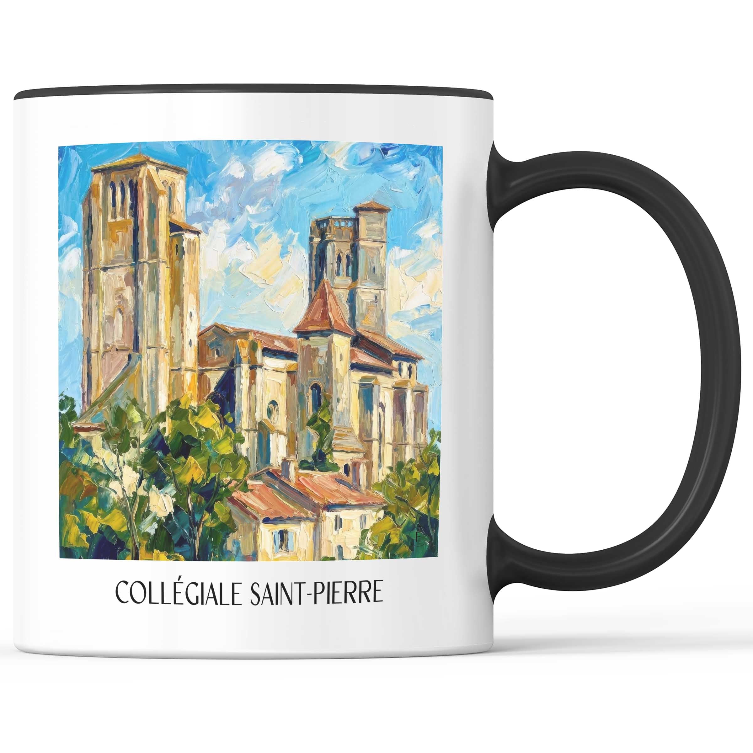 collégiale-saint-pierre-la-romieu-frankreich-kaffeebecher-oil-painting-oelgemaelde
