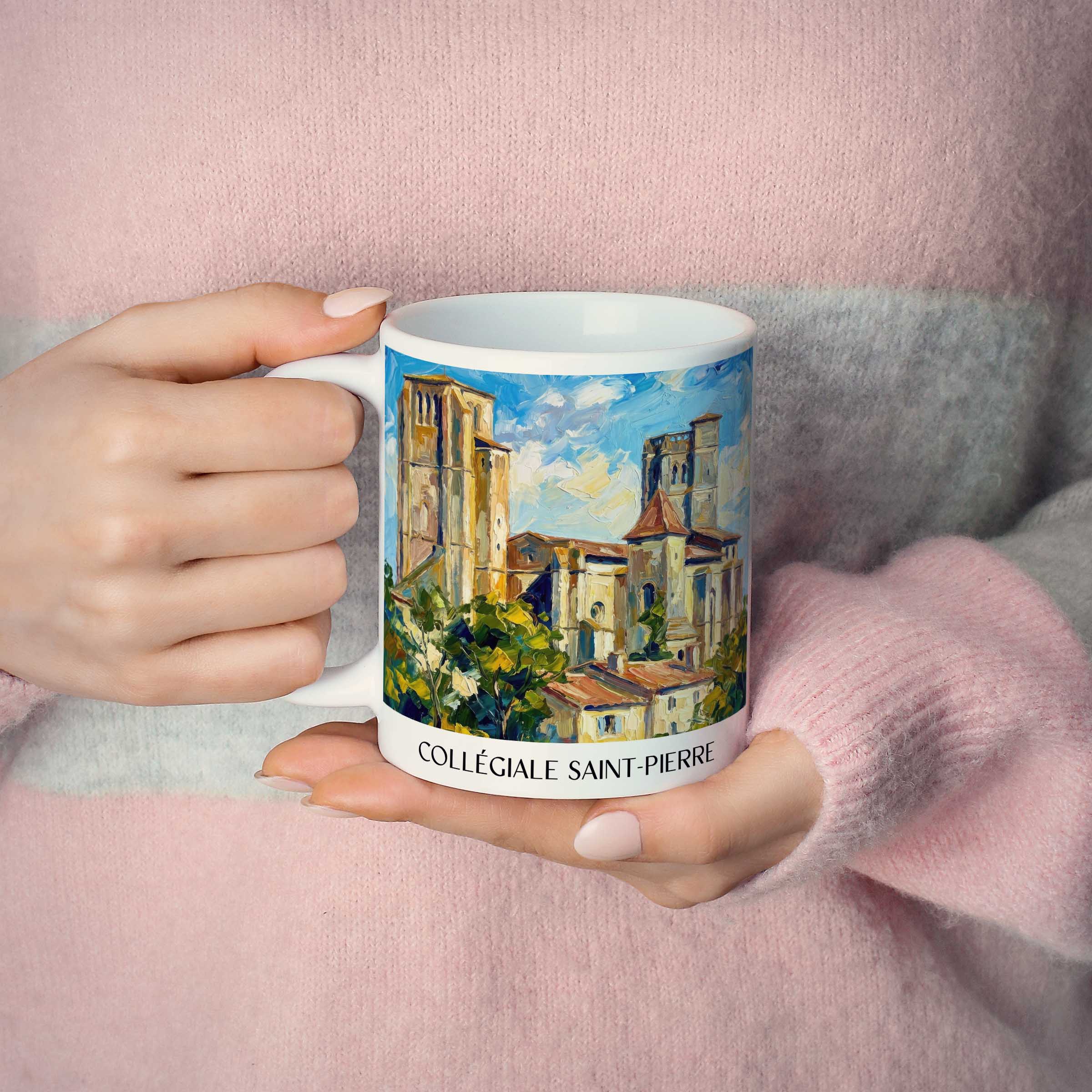 collégiale-saint-pierre-la-romieu-frankreich-kaffeebecher-oil-painting-oelgemaelde