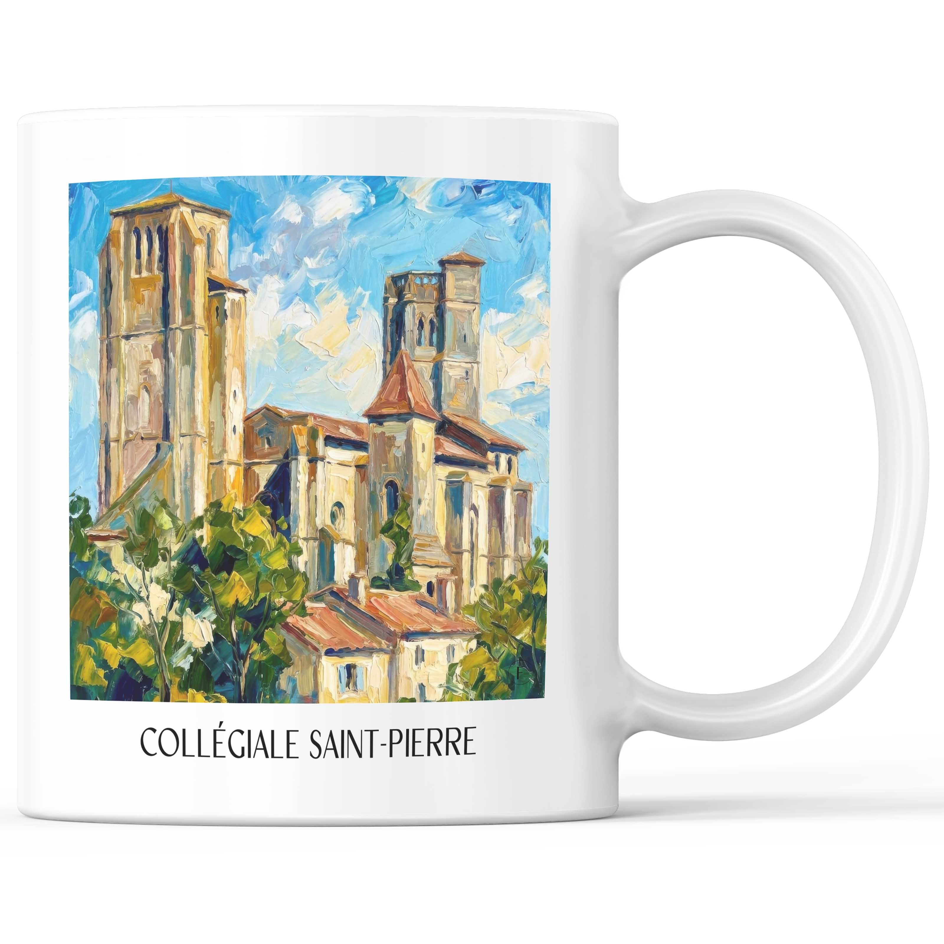 collégiale-saint-pierre-la-romieu-frankreich-kaffeebecher-oil-painting-oelgemaelde