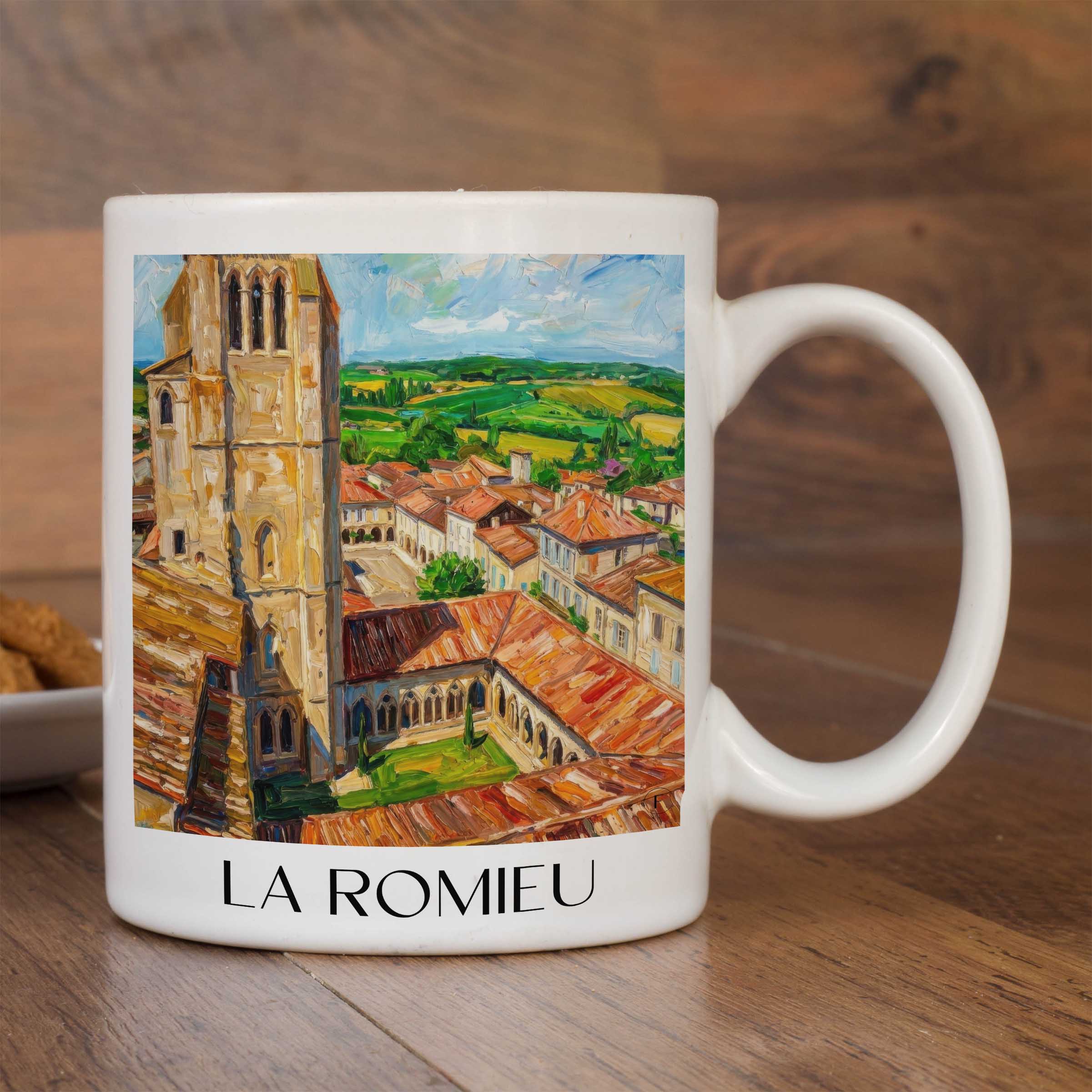 la-romieu-lomagne-gersoise-frankreich-kaffeebecher-oil-painting-oelgemaelde