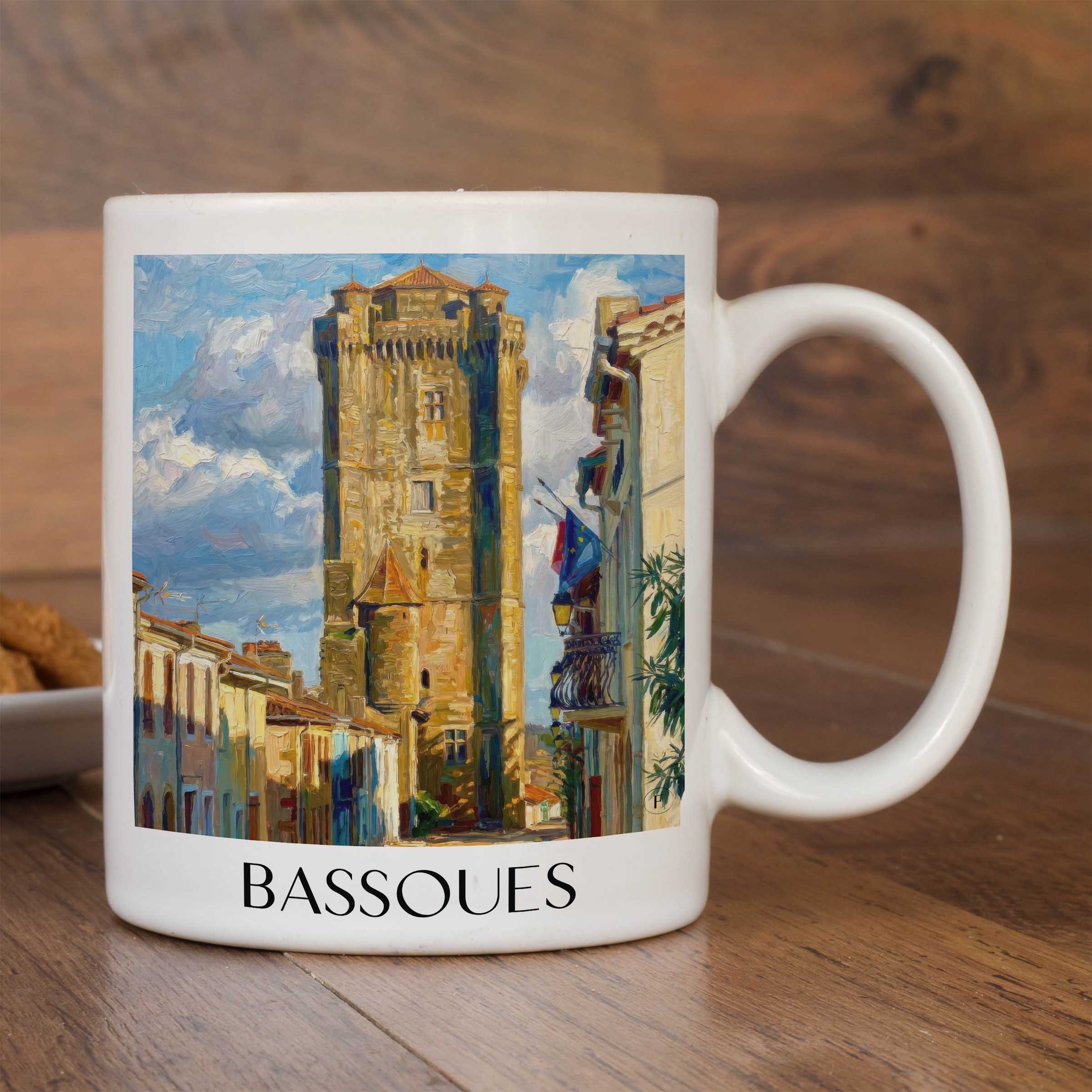 bassoues-okzitanien-frankreich-kaffeebecher-oil-painting-oelgemaelde
