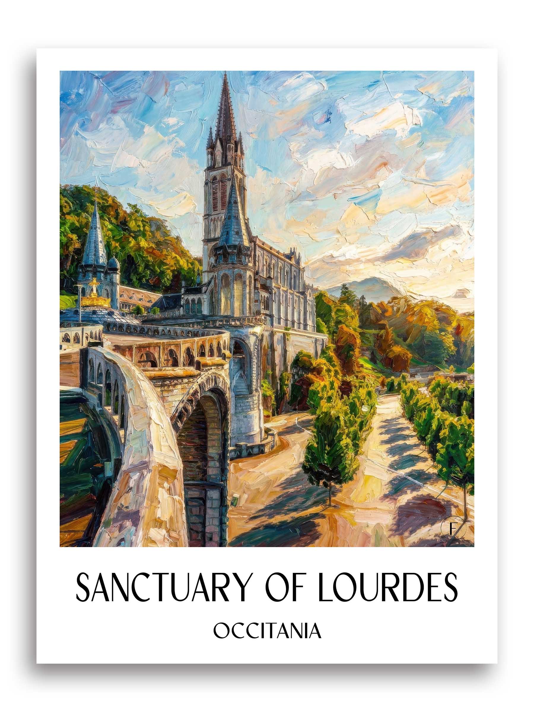 Sanctuaire de Lourdes Poster - Okzitanien - Frankreich Kunstdruck - Ölgemälde von A4 bis A1