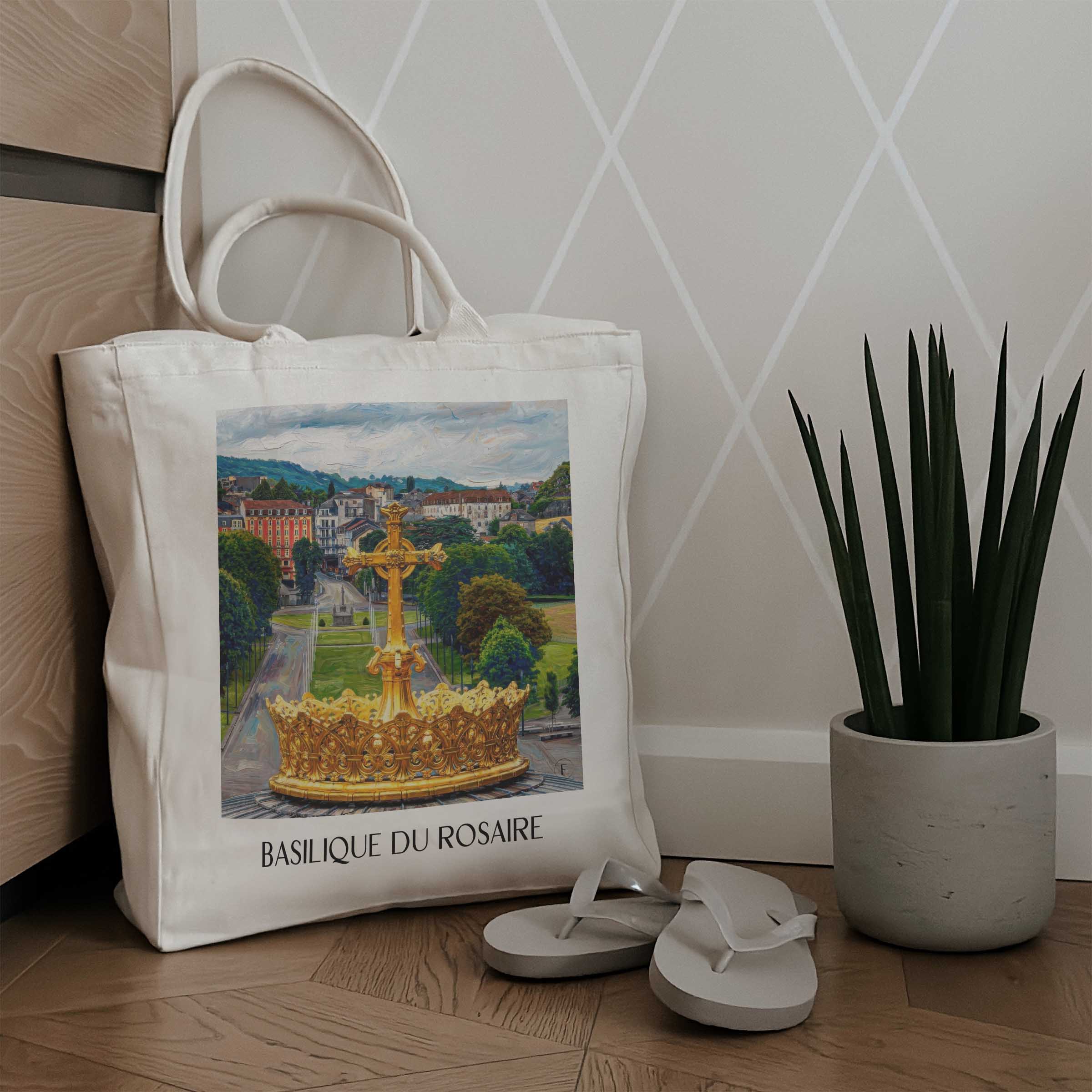 basilique-du-rosaire-lourdes-frankreich-einkaufstasche-oil-painting-oelgemaelde