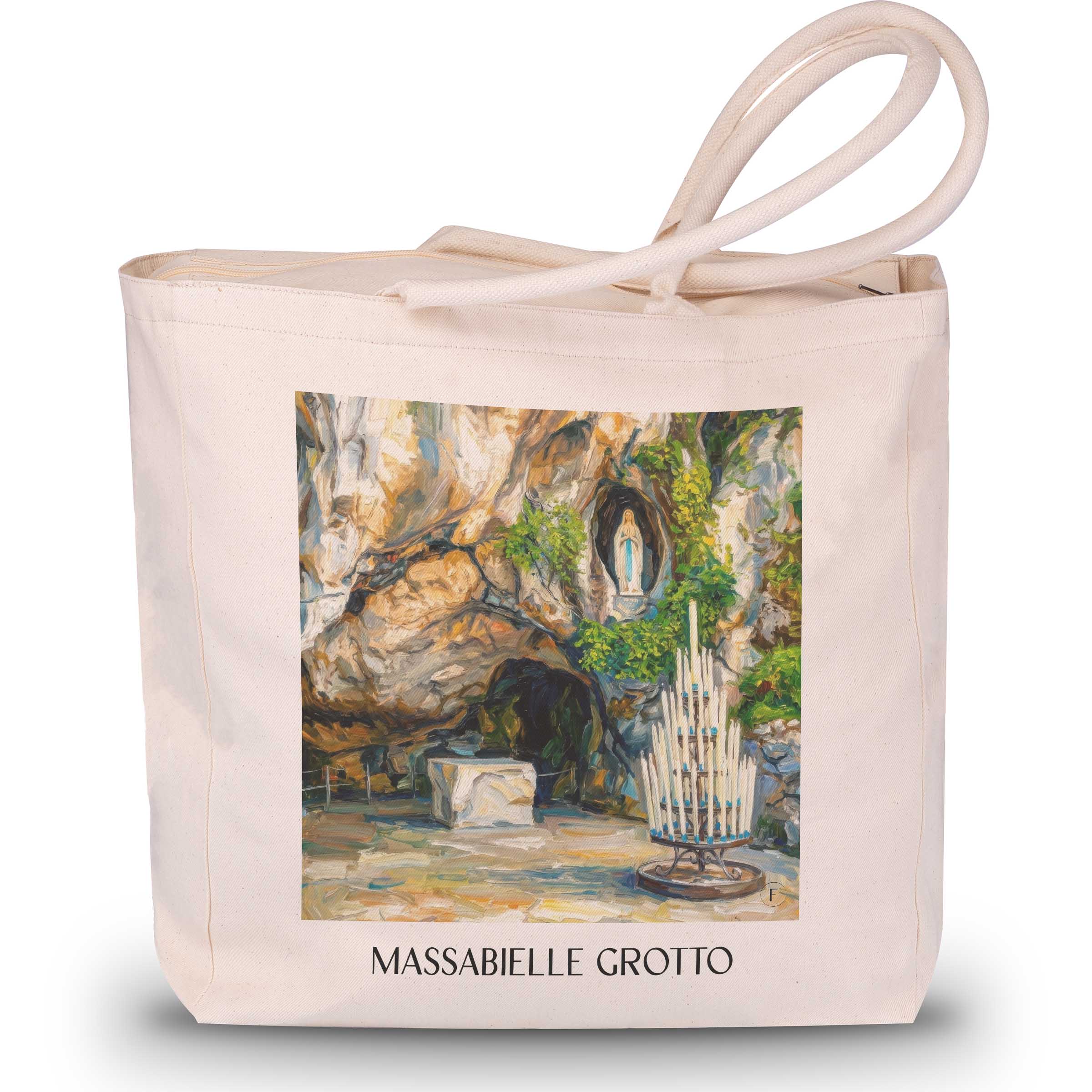 Grotte de Massabielle Shopping Tasche - Lourdes - Frankreich Tote Bag - Einkaufstasche im Ölgemälde Stil