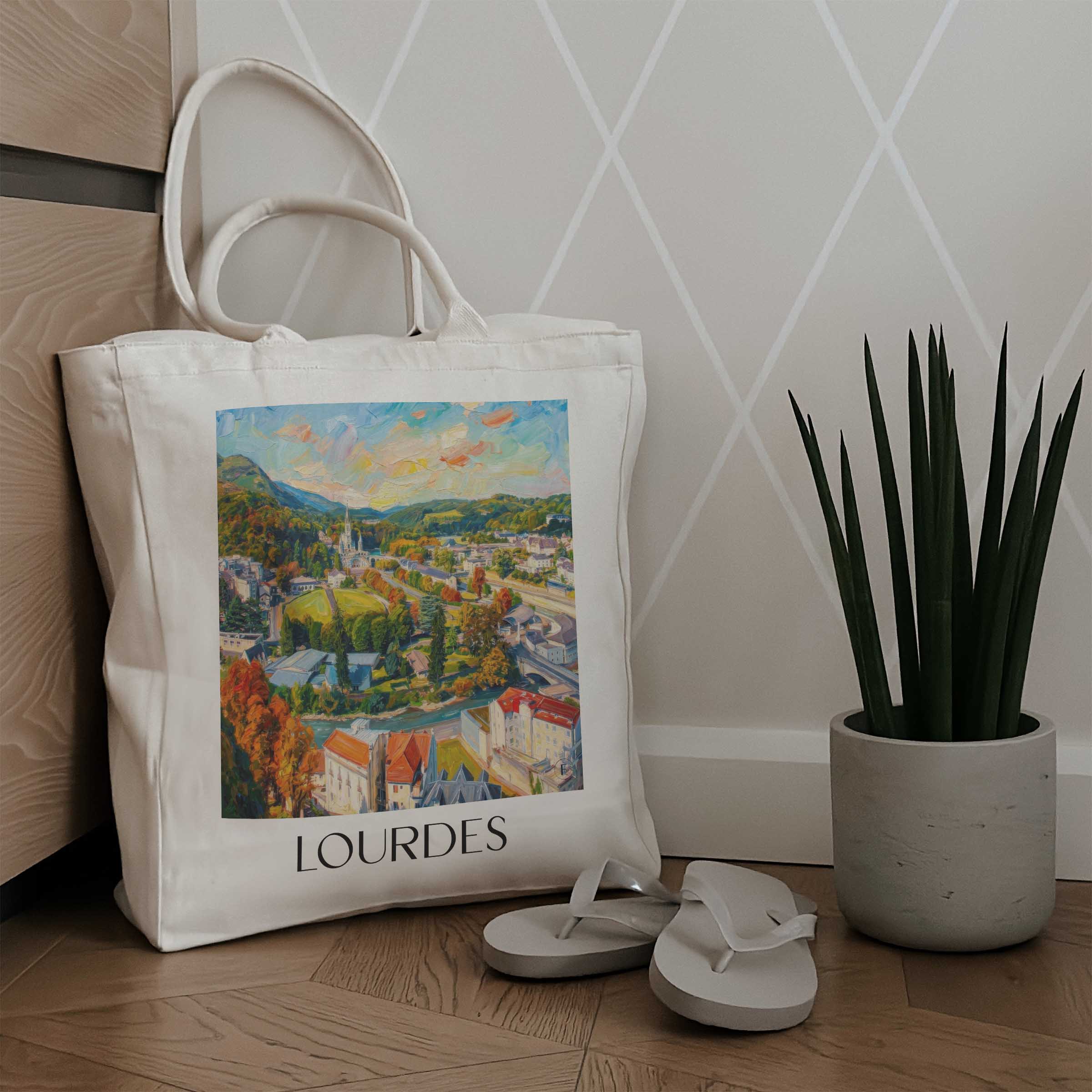 lourdes-pyrénées-frankreich-einkaufstasche-oil-painting-oelgemaelde