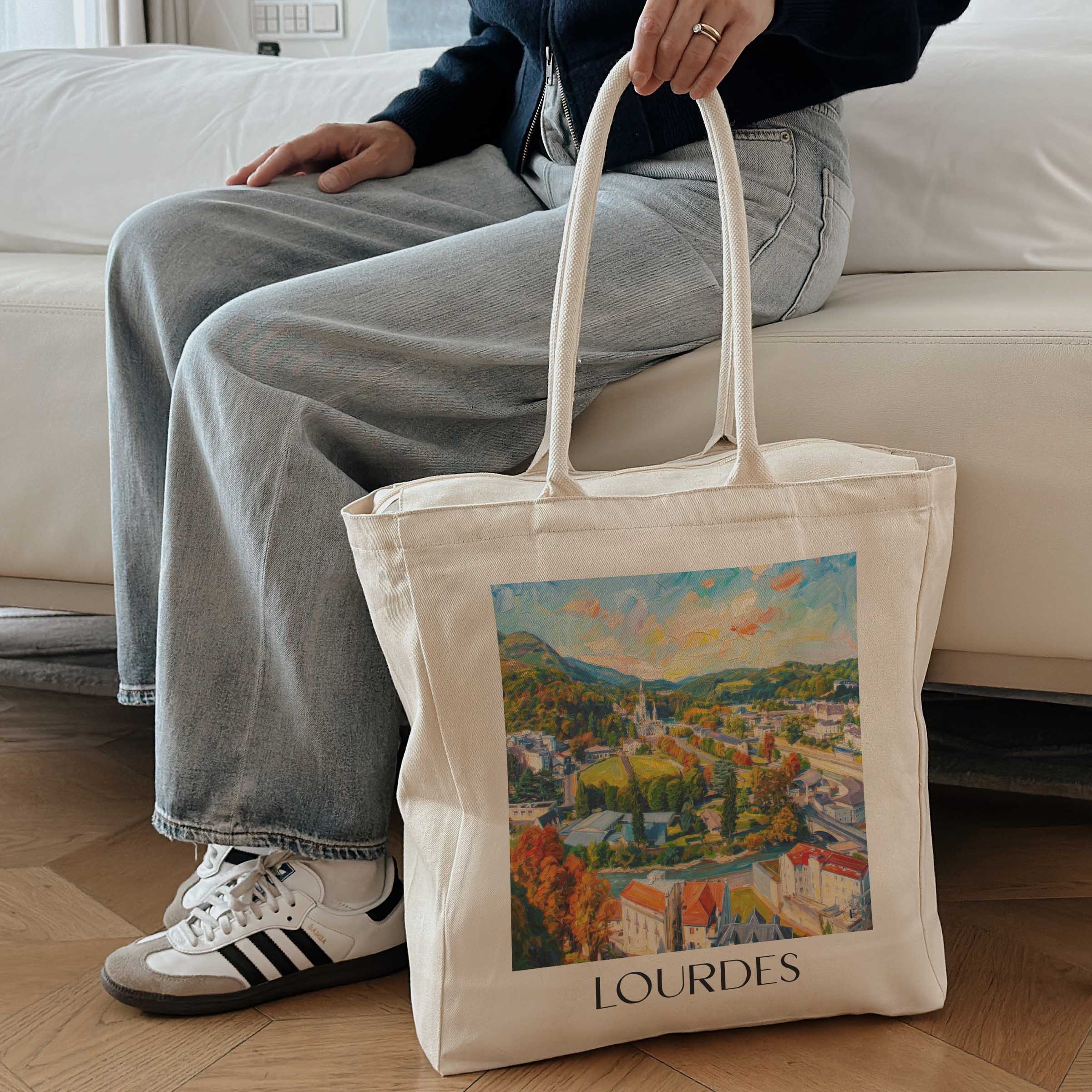 lourdes-pyrénées-frankreich-einkaufstasche-oil-painting-oelgemaelde