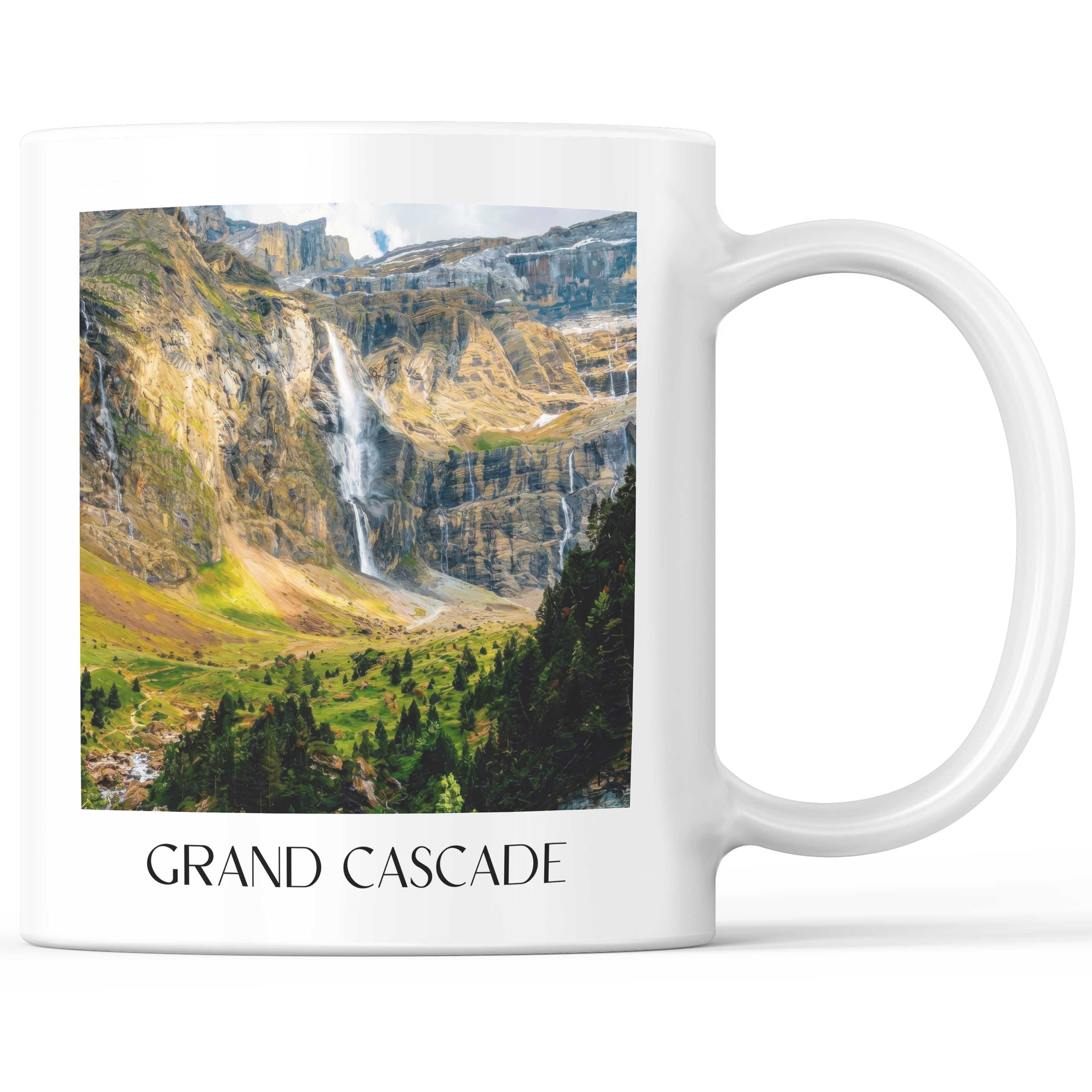 Grande Cascade Kaffeebecher - Gavarnie - Frankreich Becher - Kaffeetasse im Ölgemälde Stil