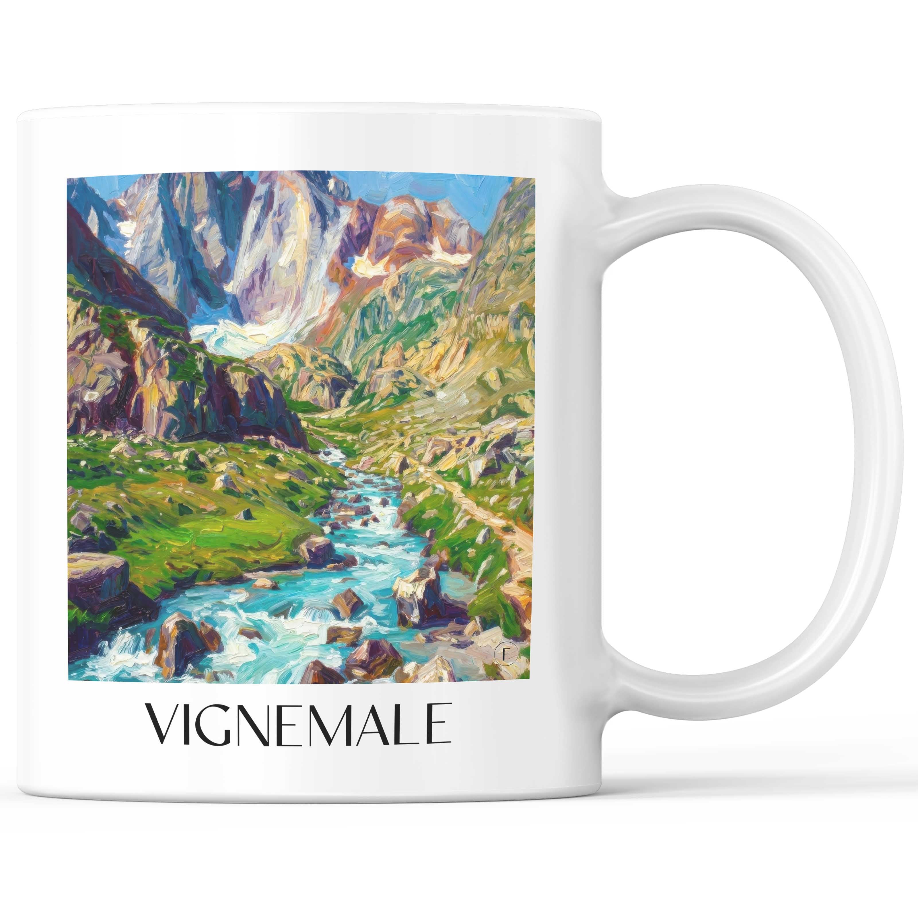 Vignemale Kaffeebecher - Pyrénées - Frankreich Becher - Kaffeetasse im Ölgemälde Stil