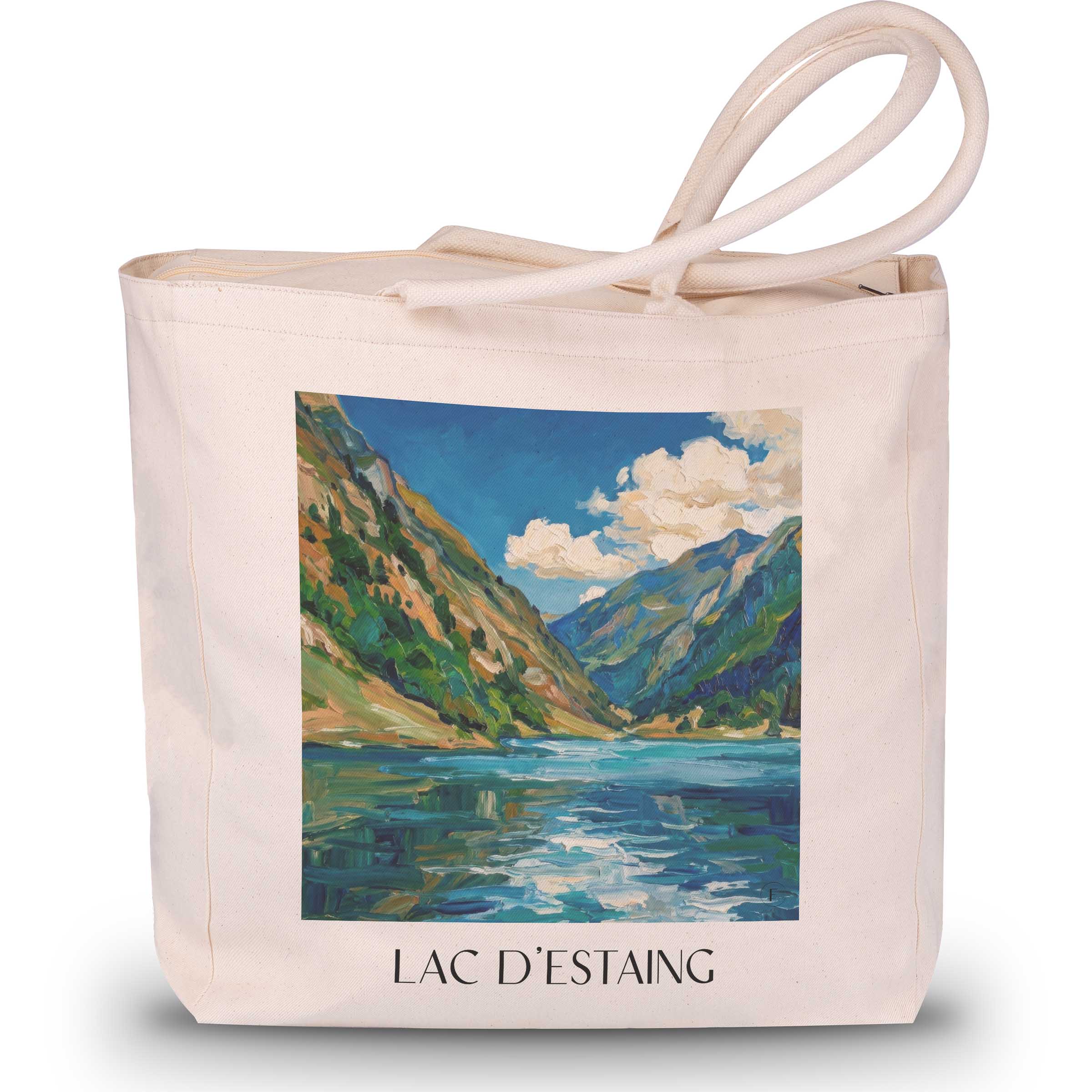 lac-d'estaing-val-d'azun-frankreich-einkaufstasche-oil-painting-oelgemaelde