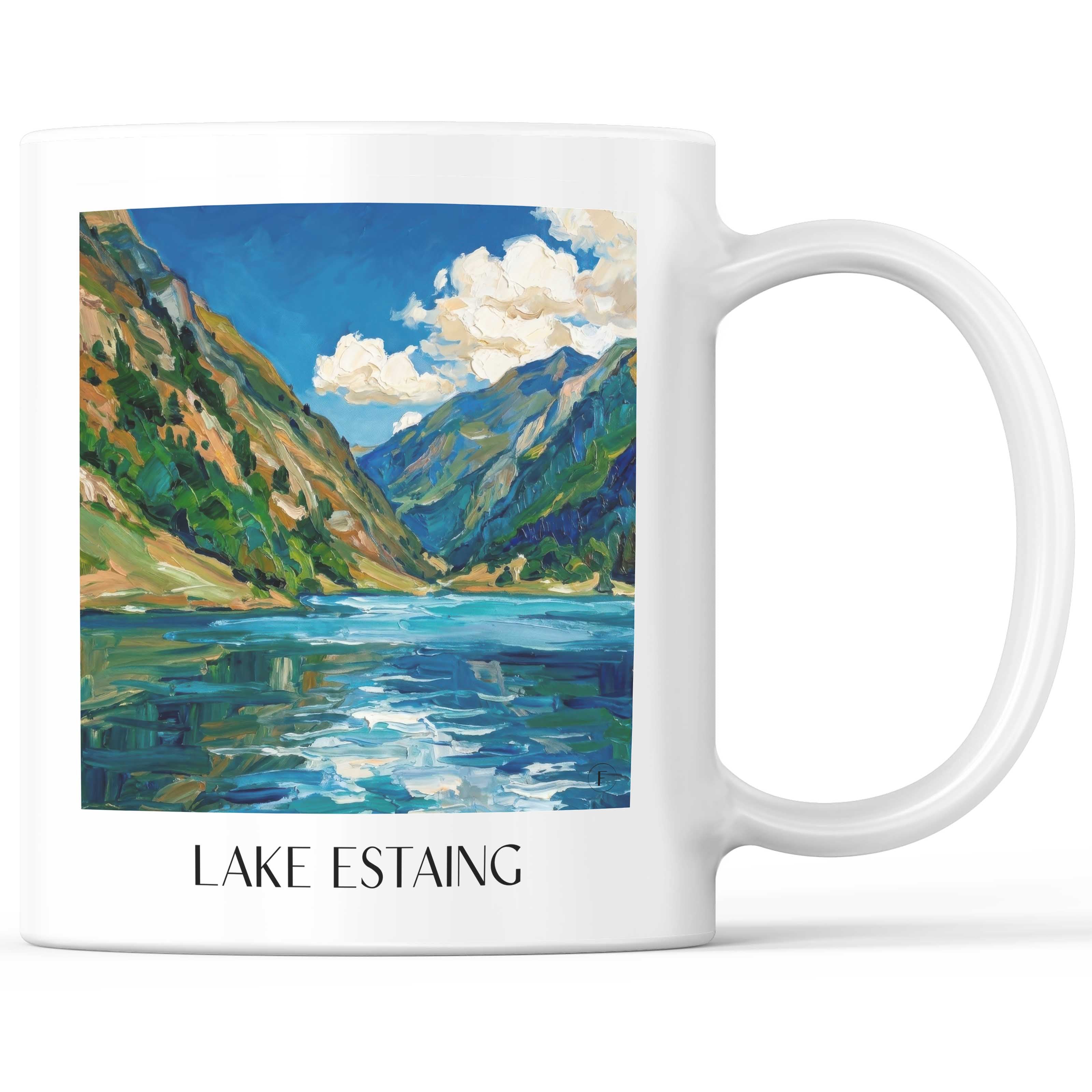Lac d'Estaing Kaffeebecher - Val d'Azun - Frankreich Becher - Kaffeetasse im Ölgemälde Stil