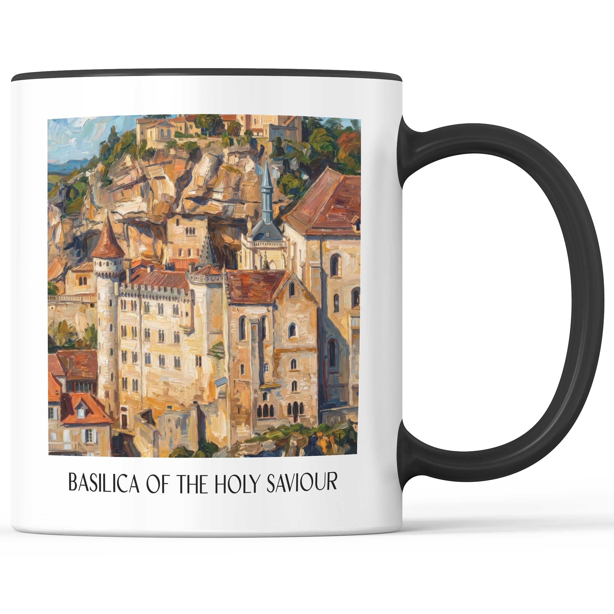 Basilique Saint-Sauveur Kaffeebecher - Rocamadour - Frankreich Becher - Kaffeetasse im Ölgemälde Stil