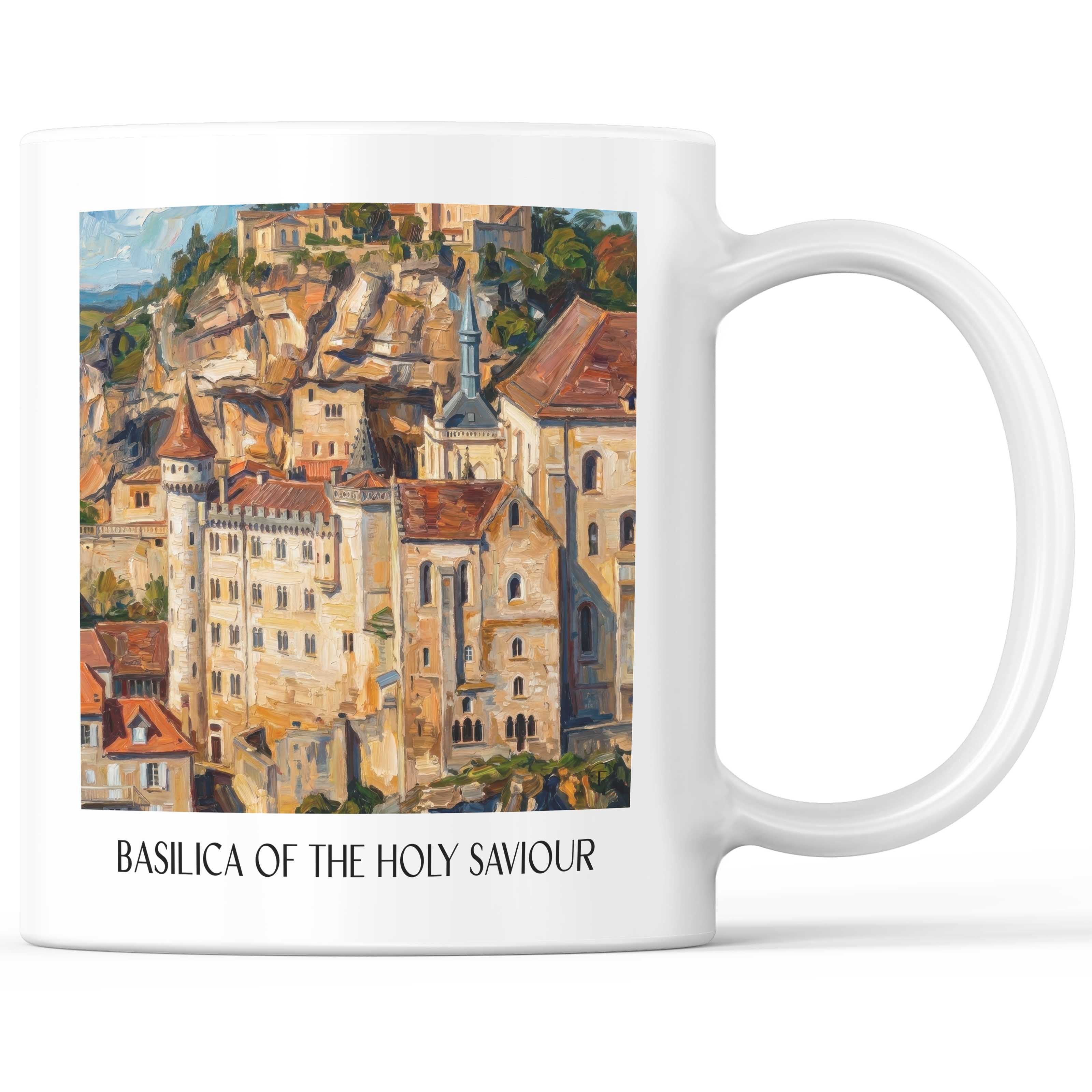 Basilique Saint-Sauveur Kaffeebecher - Rocamadour - Frankreich Becher - Kaffeetasse im Ölgemälde Stil